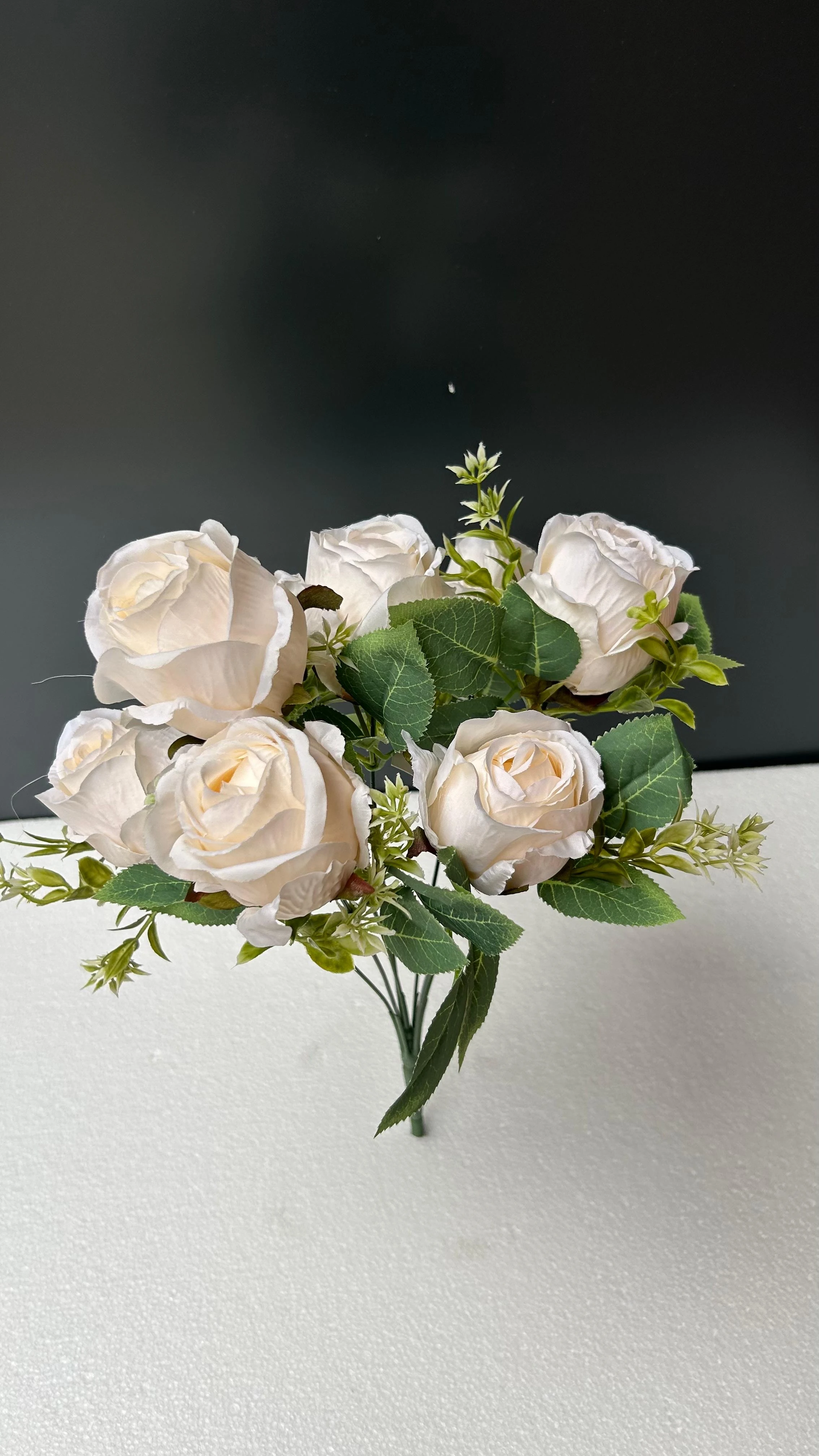 Yapay Çiçek Demet  Tomurcuk Gül Krem 7li