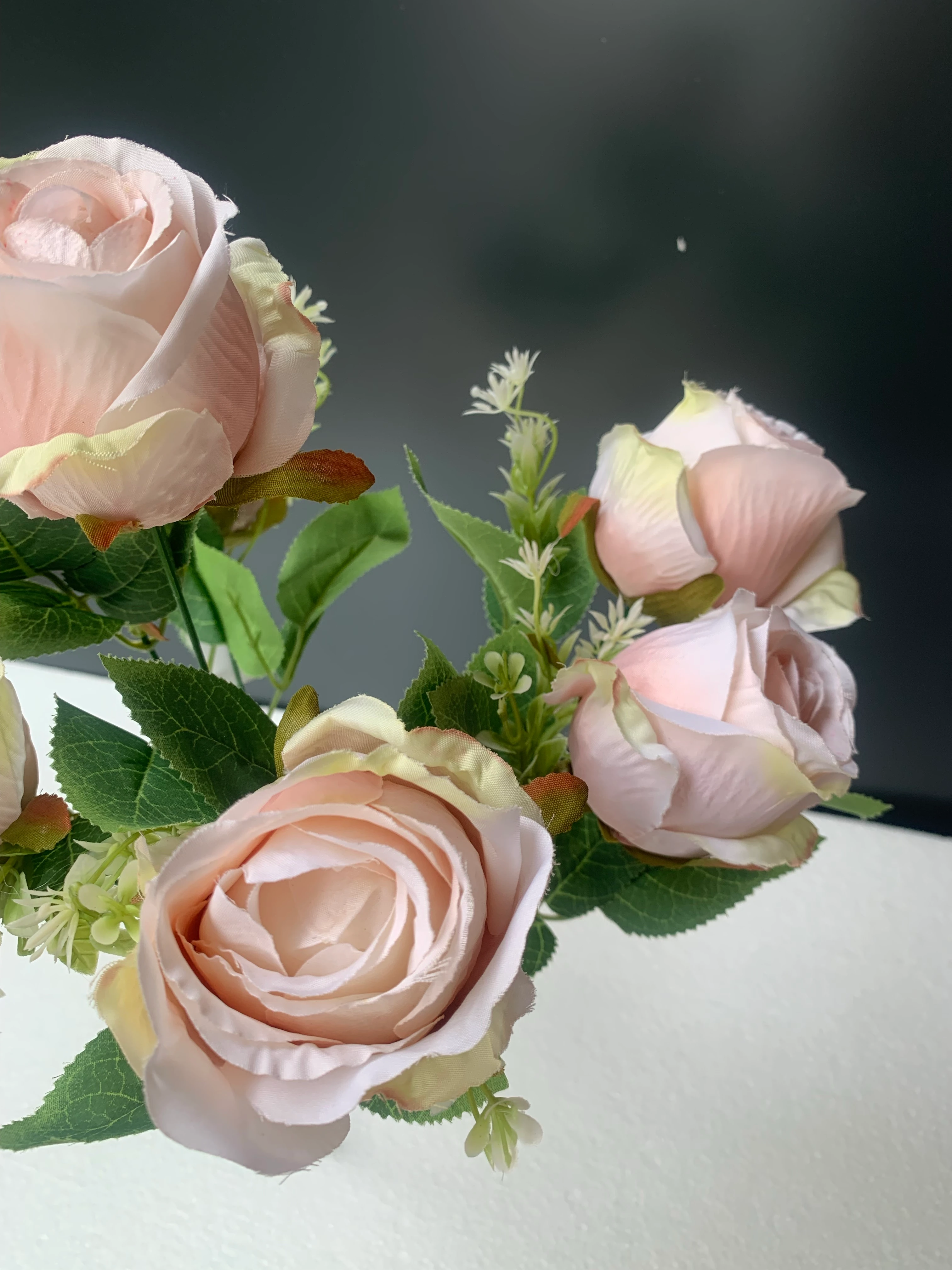 Yapay Çiçek Demet Tomurcuk Gül Somon Renk 7li