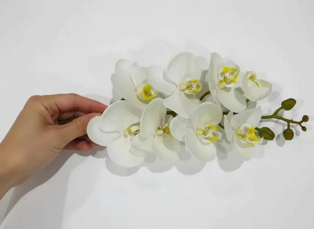 Yapay Islak Dokunuşlu 1.Kalite Luxury Beyaz Orkide 82cm