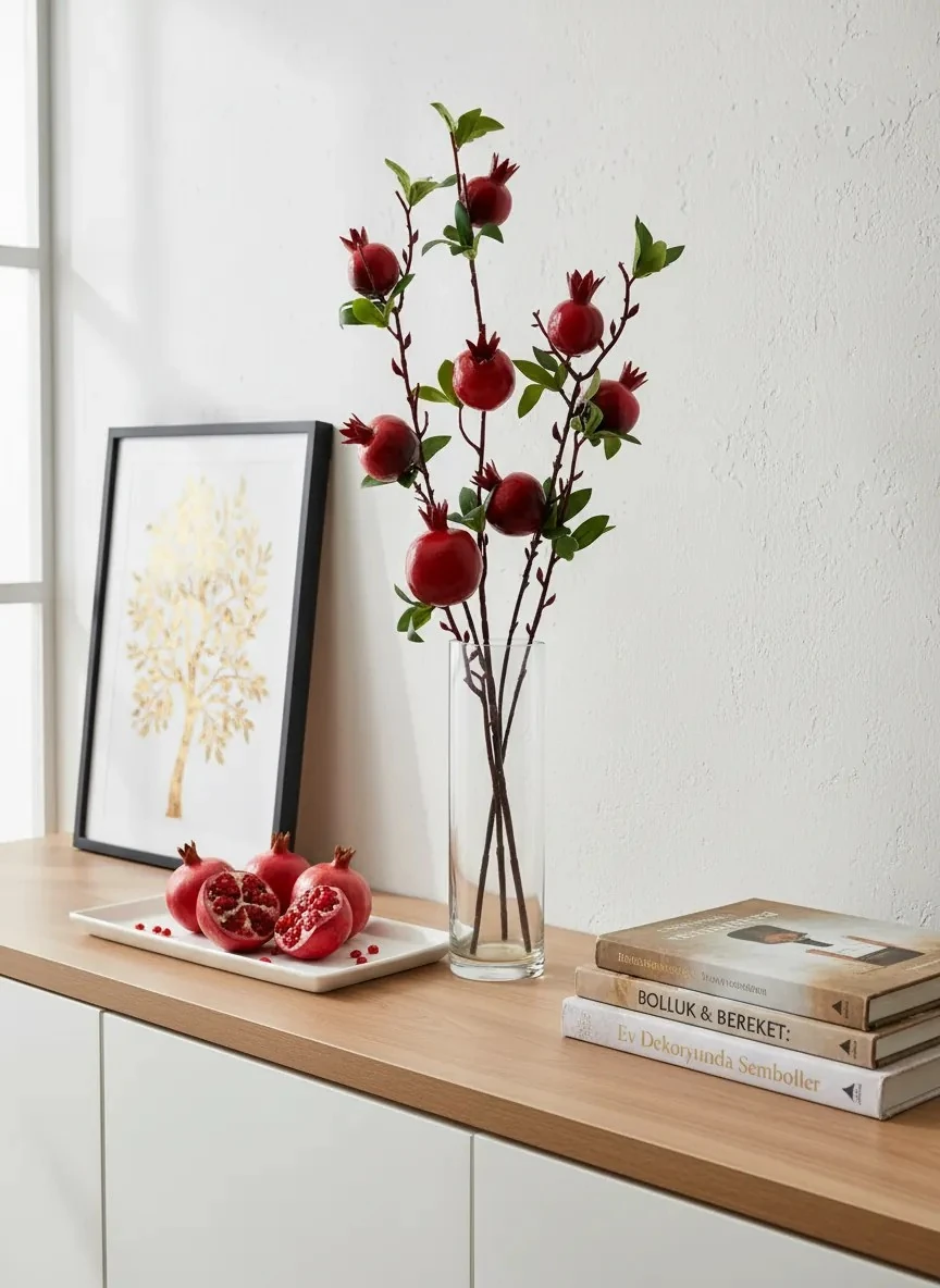  Yapay Çiçek Tek Dal Nar