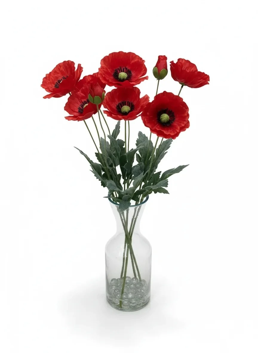 Yapay Çiçek Gelincik Dalı Kırmızı