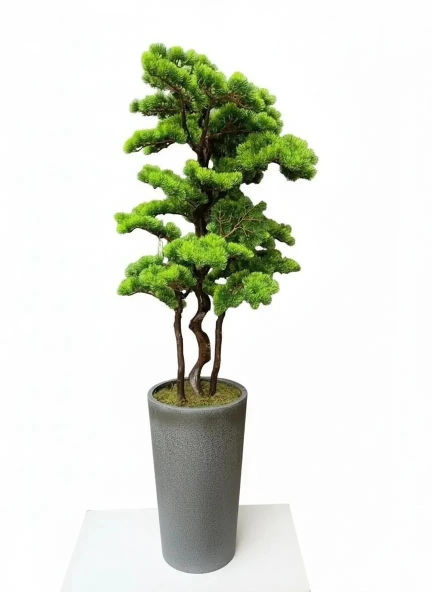 Yapay Bonzai Ağaç 140Cm 35 Yapraklı Antrat Fiber Saksıda