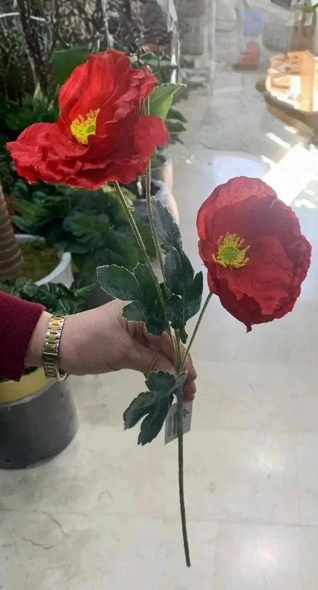 Yapay Çiçek Gelincik Dalı Kırmızı