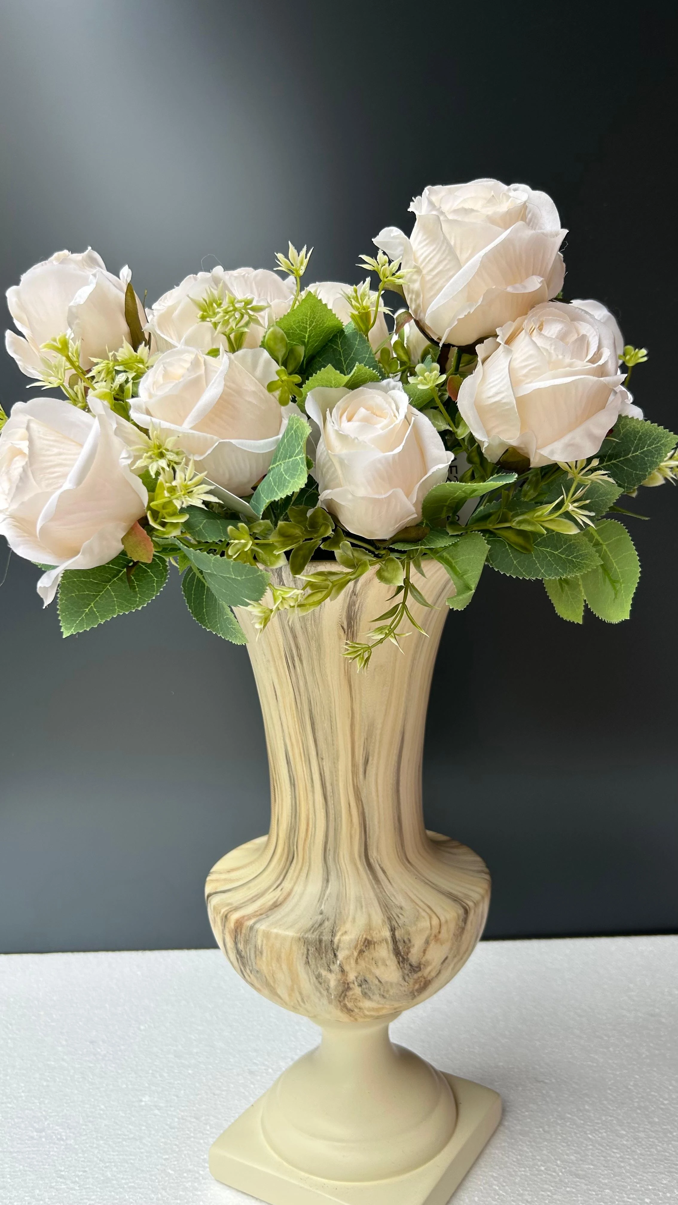 Yapay Çiçek Demet  Tomurcuk Gül Krem 7li