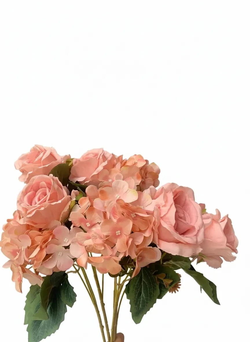 Yapay Demet Çiçek Jumbo(büyük) boy Ortanca-Gül Somon Renk 5li