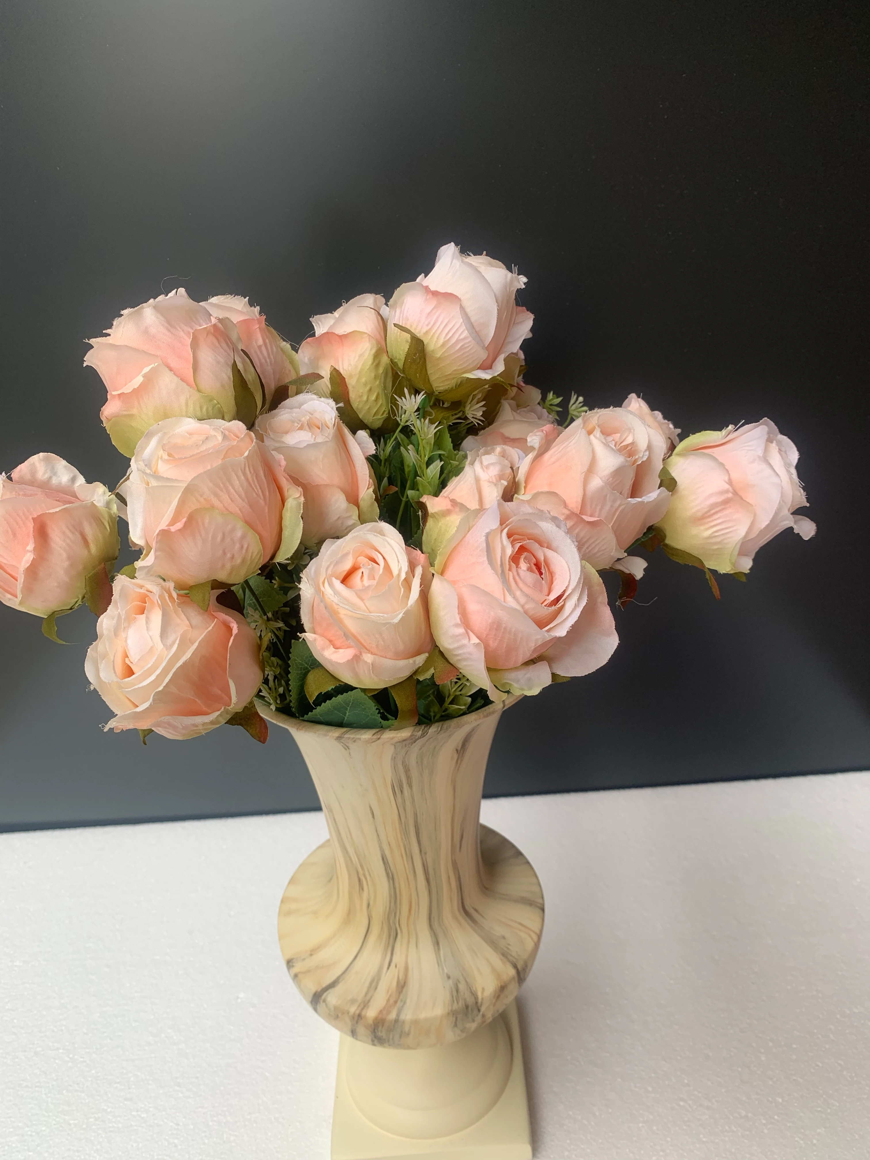 Yapay Çiçek Demet Tomurcuk Gül Somon Renk 7li