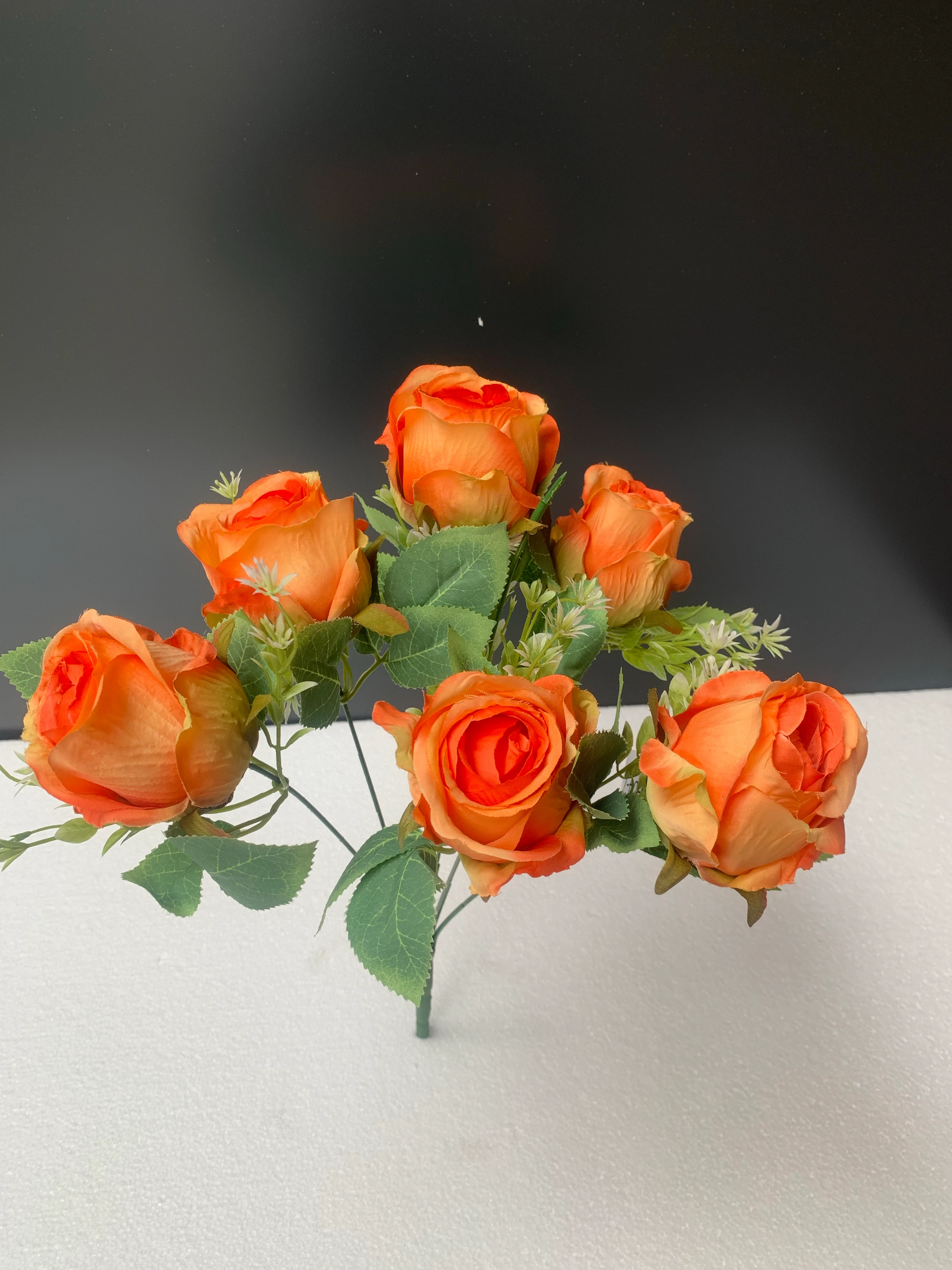 Yapay Çiçek Demet Tomurcuk Gül Turuncu 7li