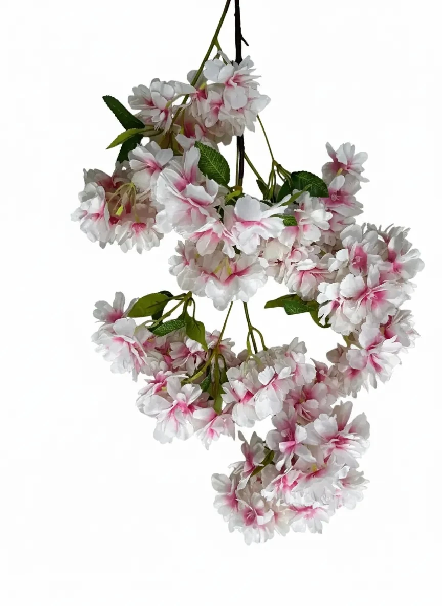 Yapay  Çiçek Dolgun Pembe Bahar Dalı 90cm Pembe-Beyaz