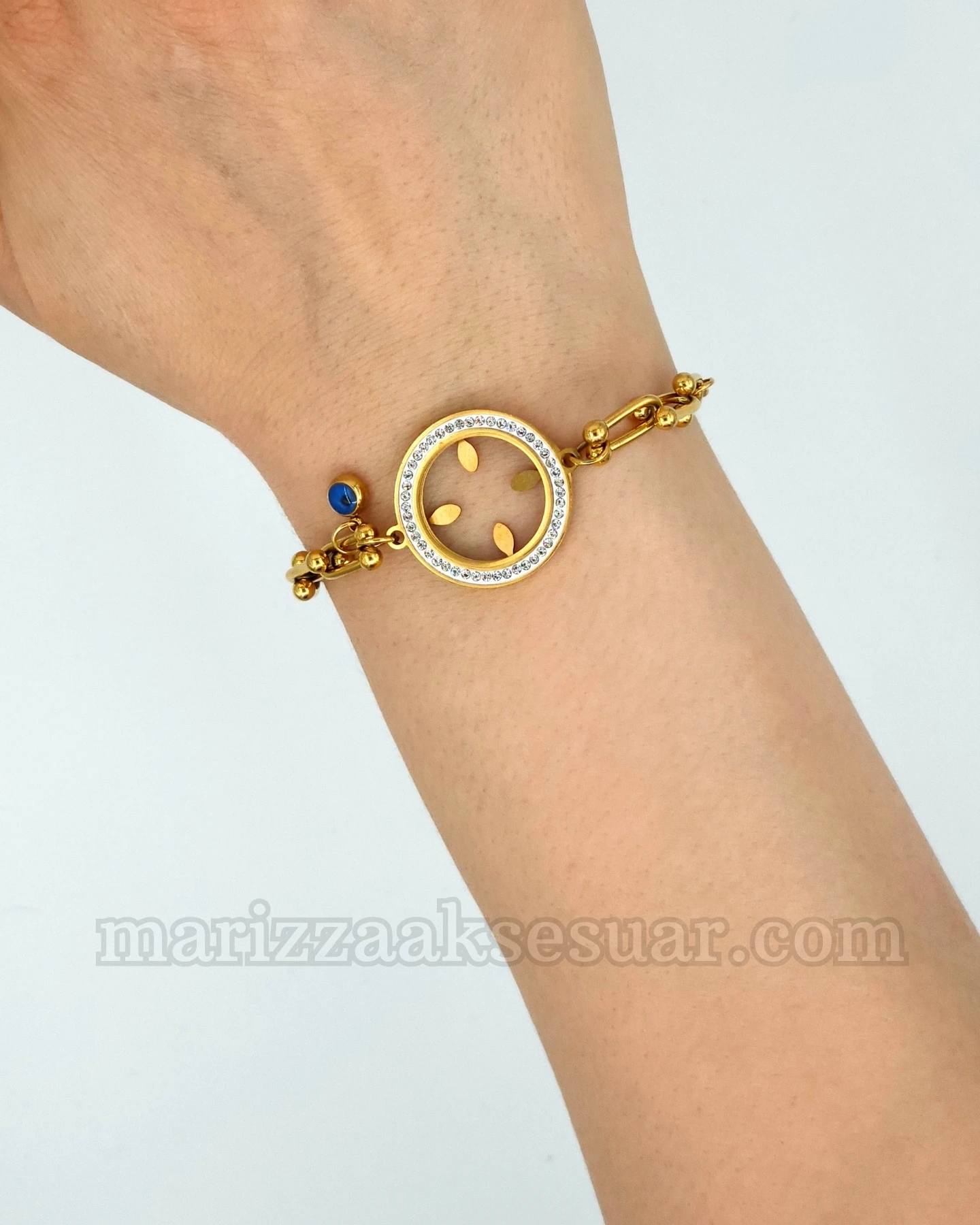 Çeyrek Uyumlu TFNY Model Nazarlı Çelik Bileklik