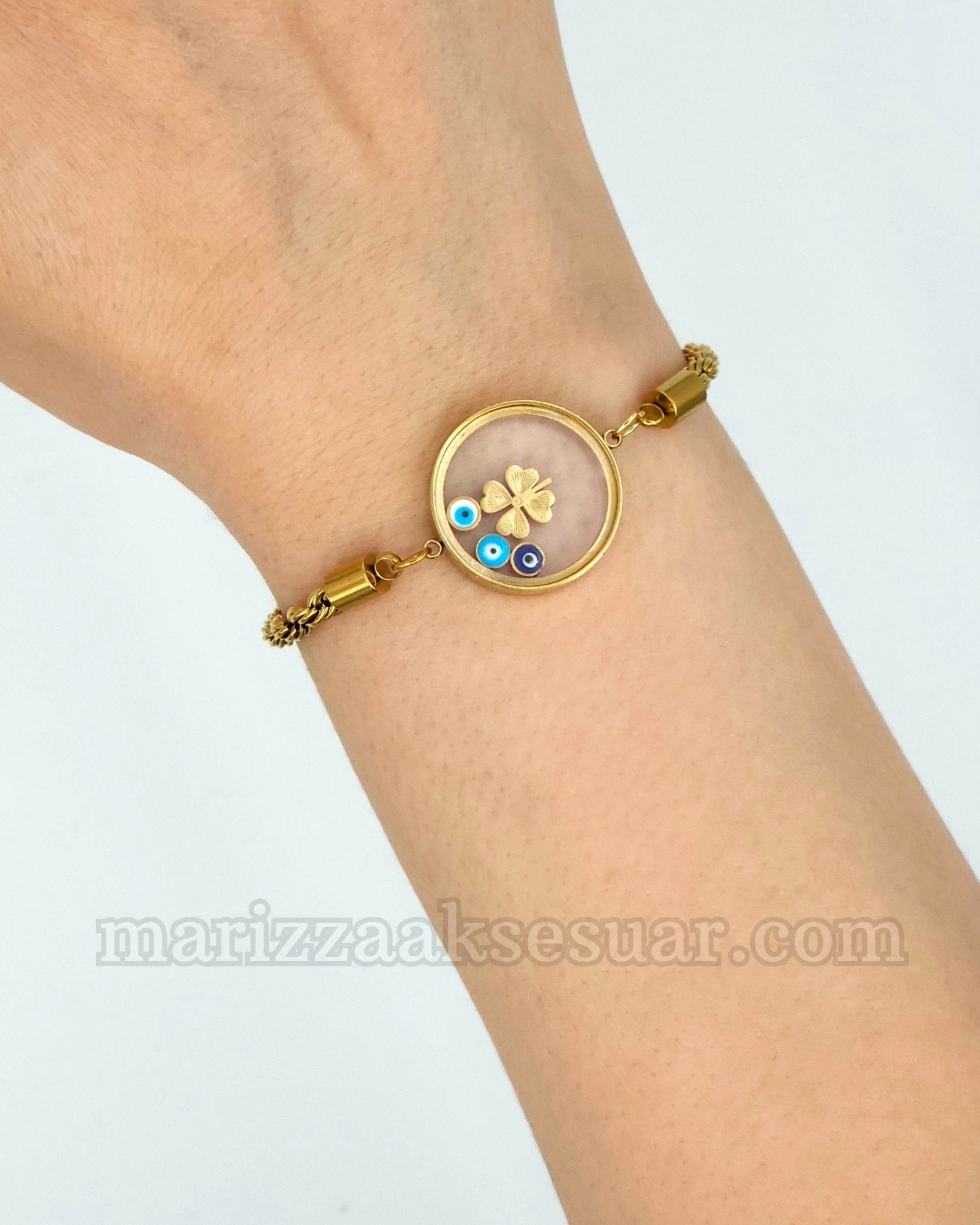 Yoncalı Fanus Burgu Zincir Çelik Bileklik