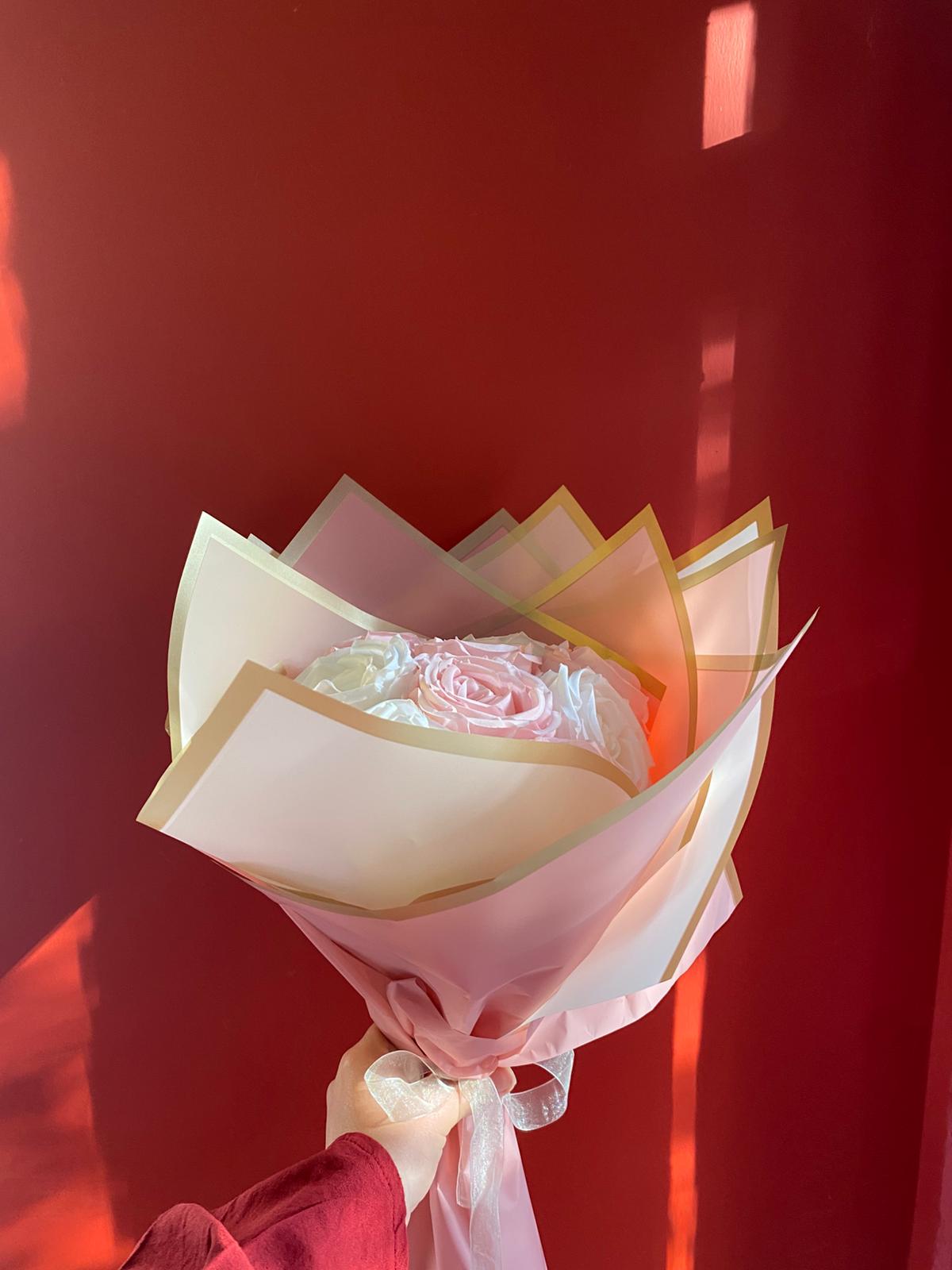 Hediyelik Pembe & Beyaz Gül Buketi