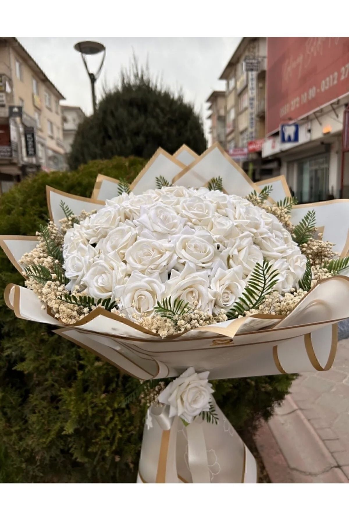 15 gül beyaz isteme ,söz ,nişan , hediyelik buket gelin çiçeği