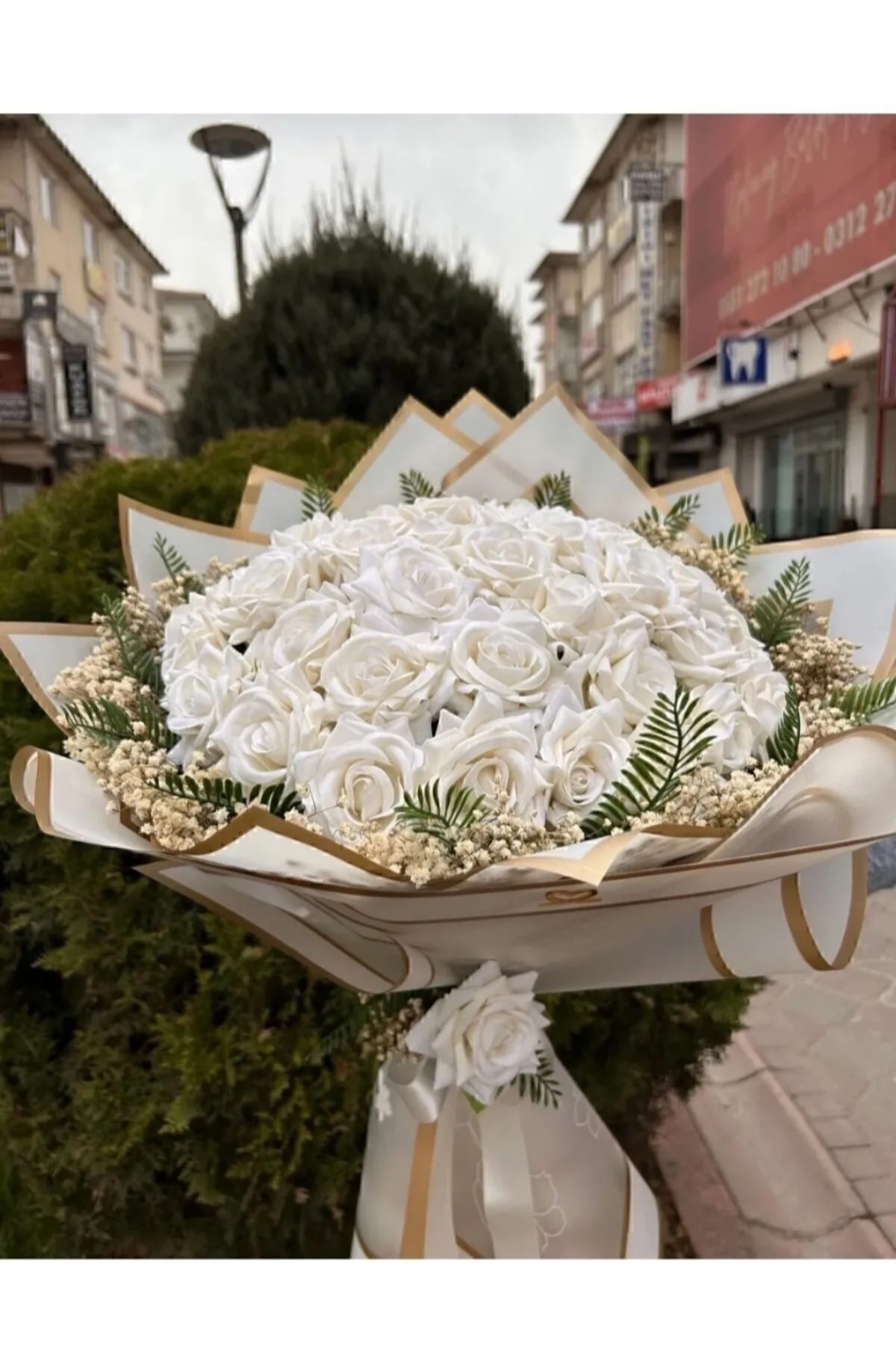 30 adet Beyaz gül İsteme buketi ,isteme söz nişan çiçeği hediyelik