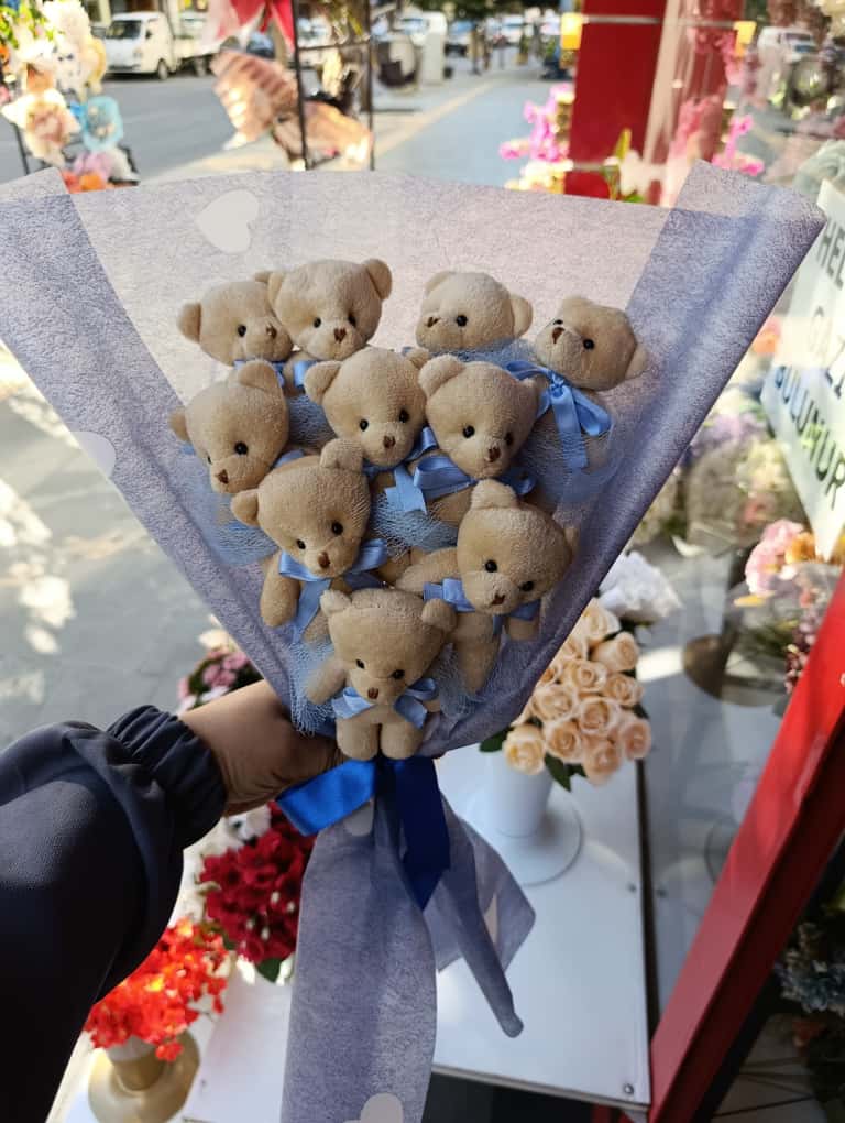 Mavi Ayıcık Buketi Hediyelik