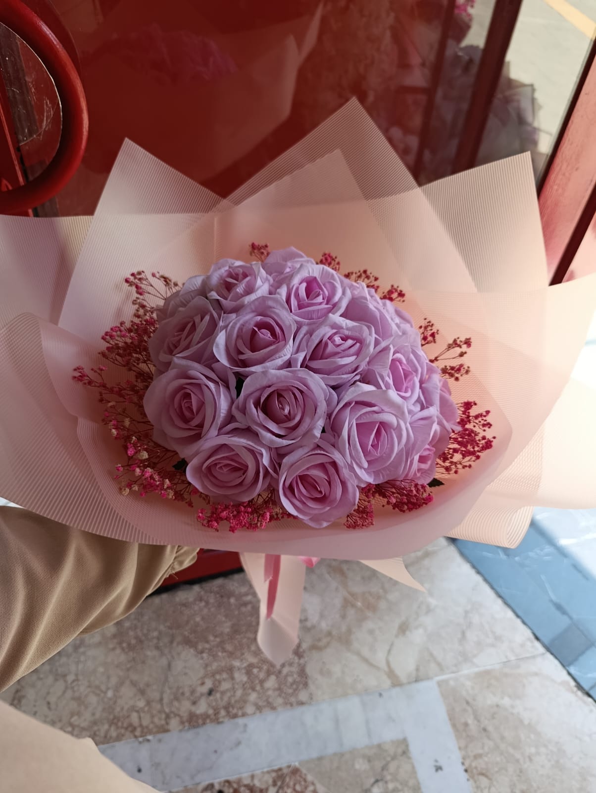 Pembe Cipsolu Pembe Gül Buketi Hediyelik