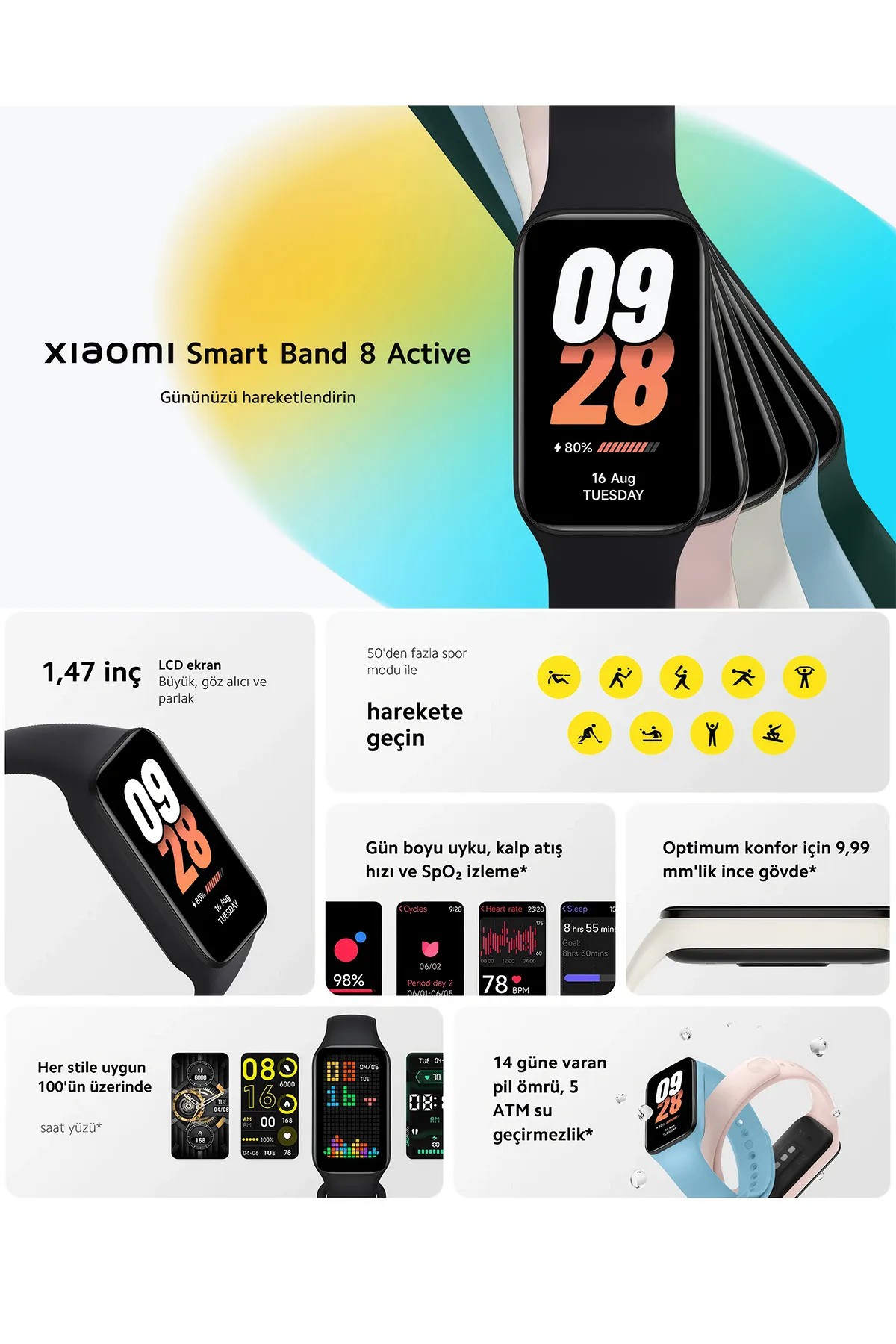 Xiaomi Mi Band 8 Active  Akıllı Bileklik