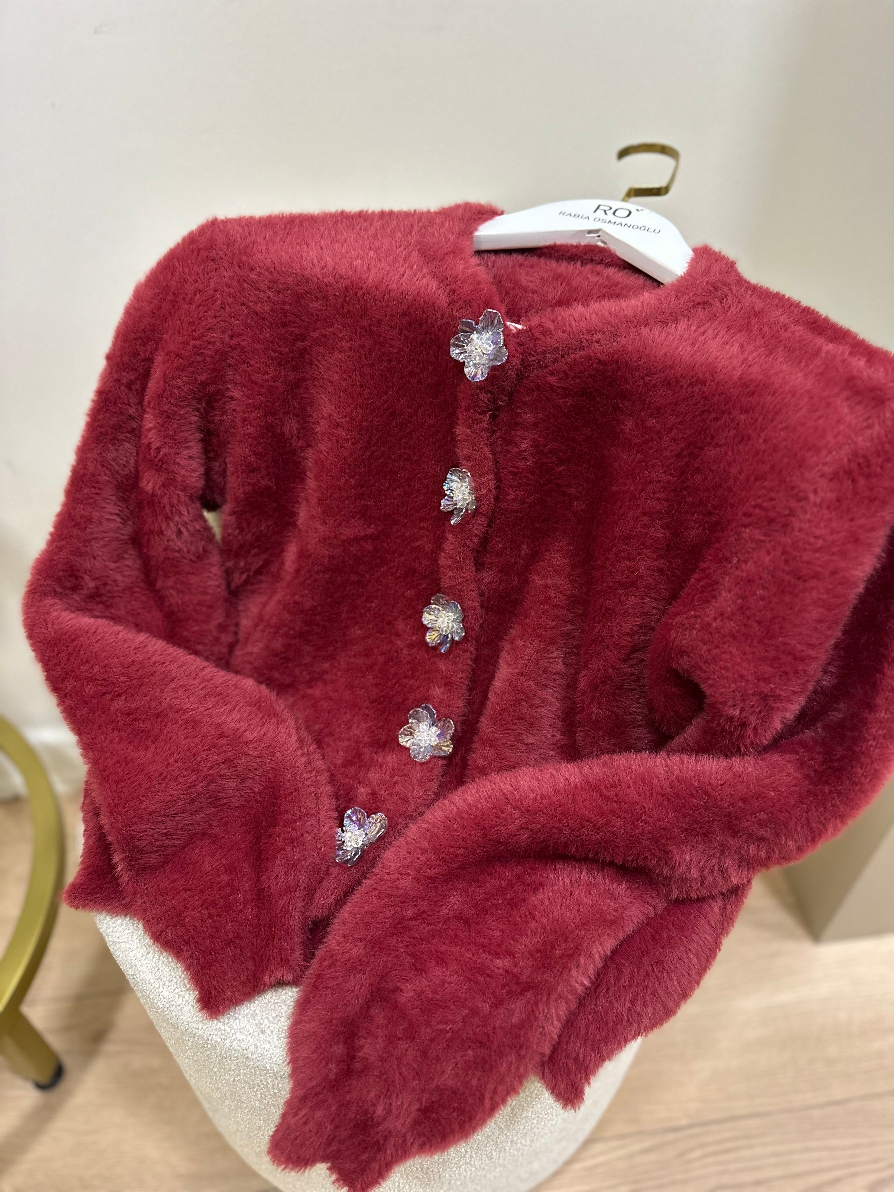 Lilyum Angora Hırka Bordo