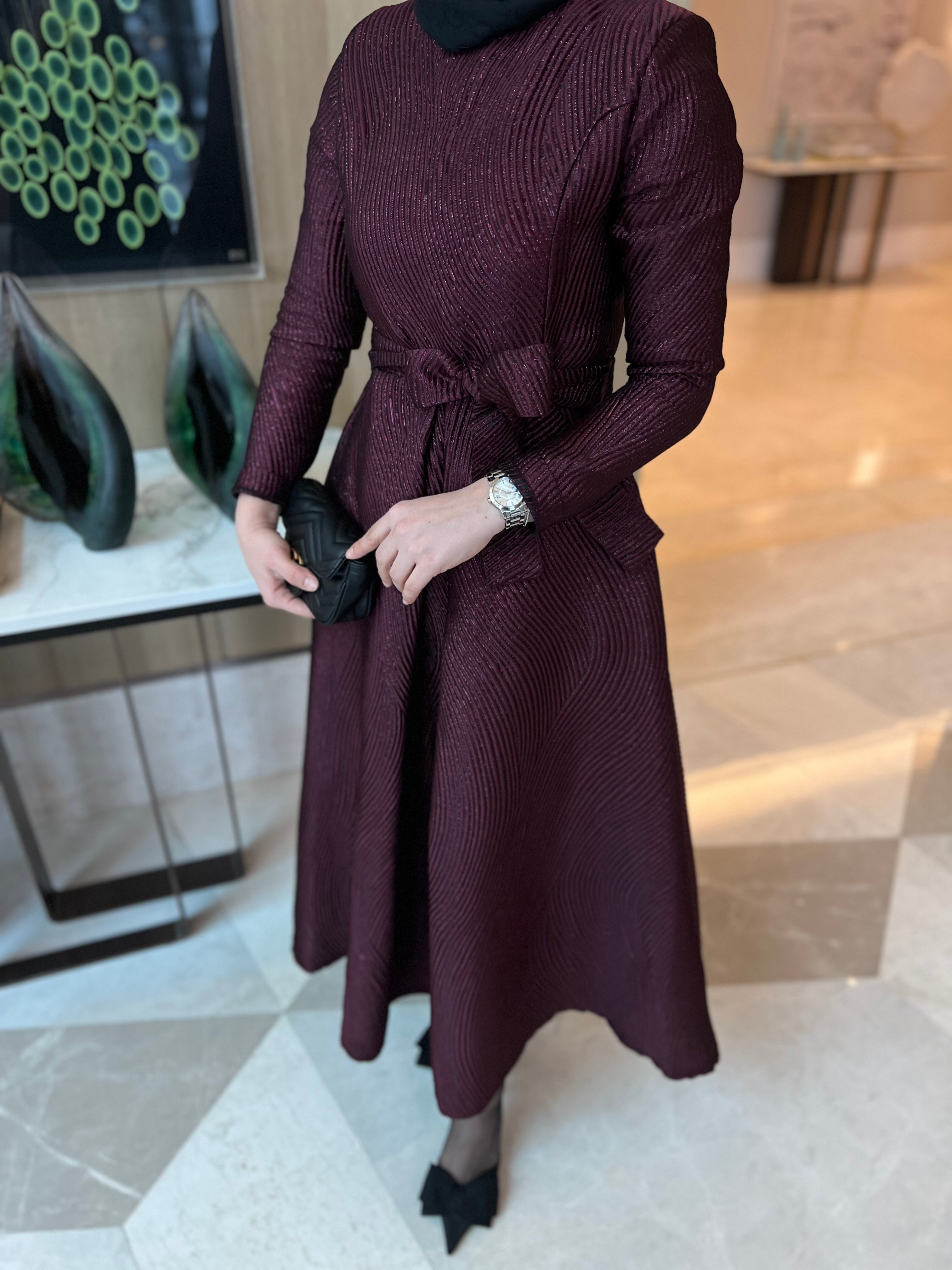 Alya Elbise Bordo 