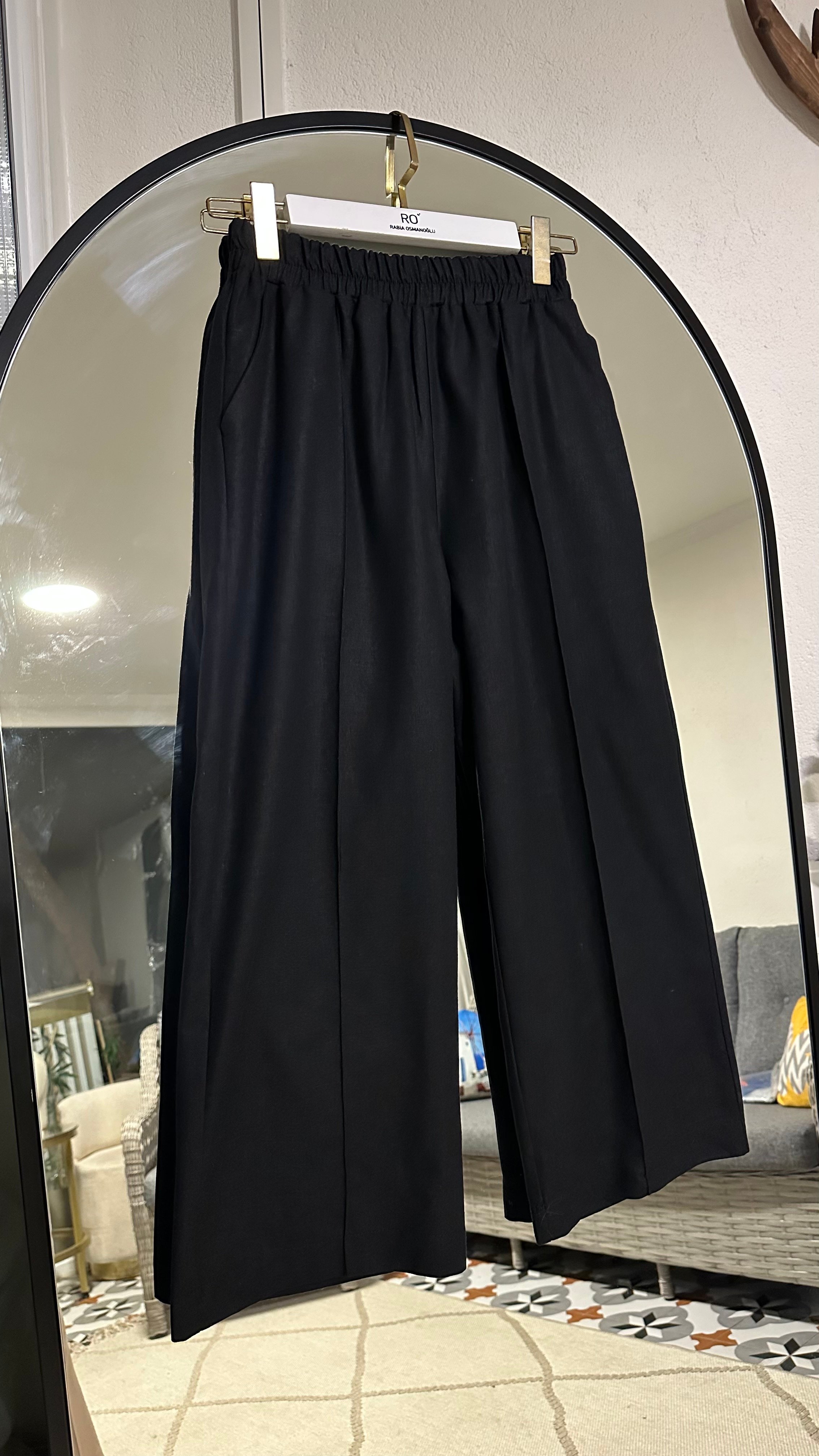 Çimalı Keten Pantolon Siyah