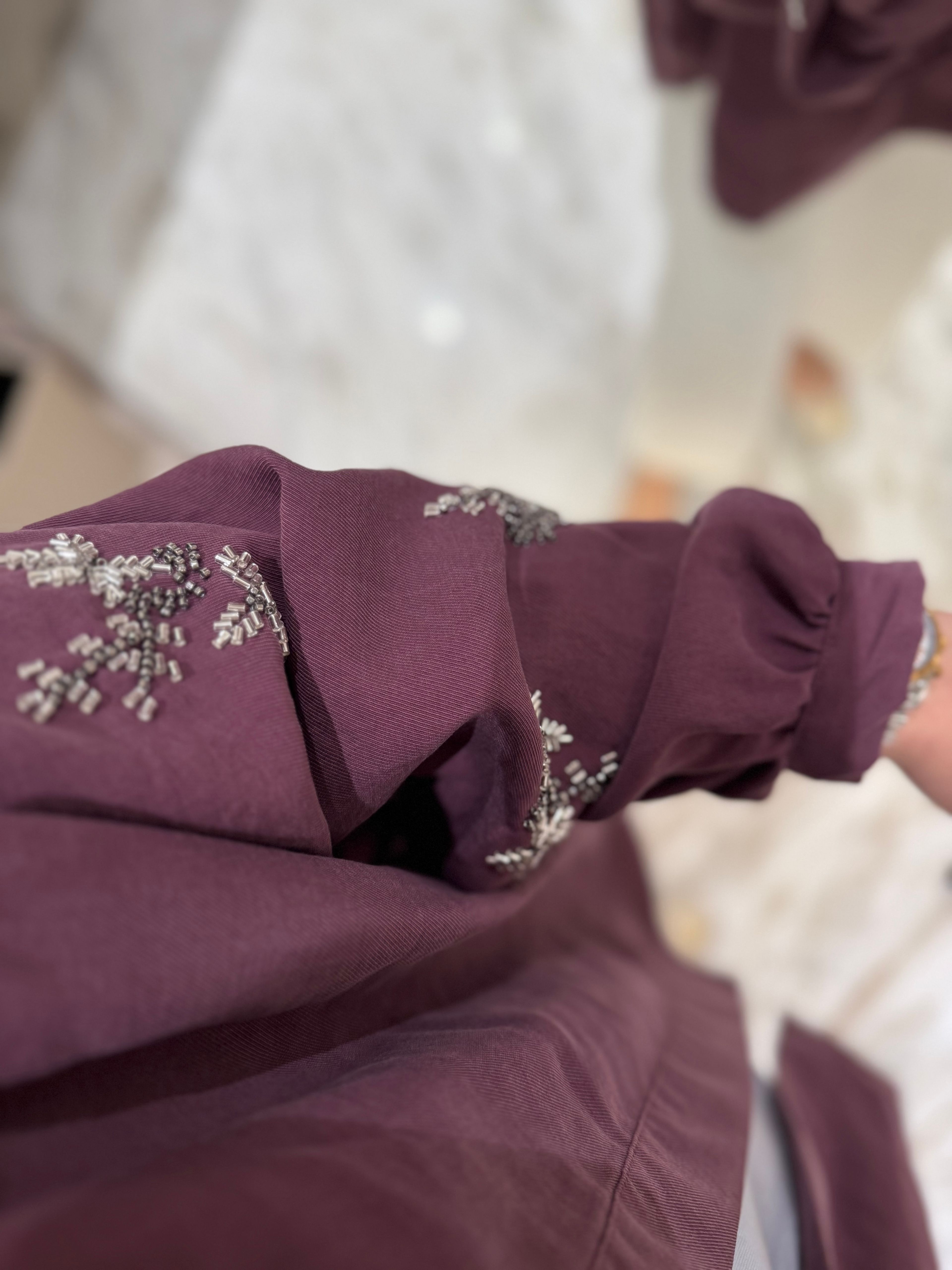 İşlemeli Kimono Mürdüm
