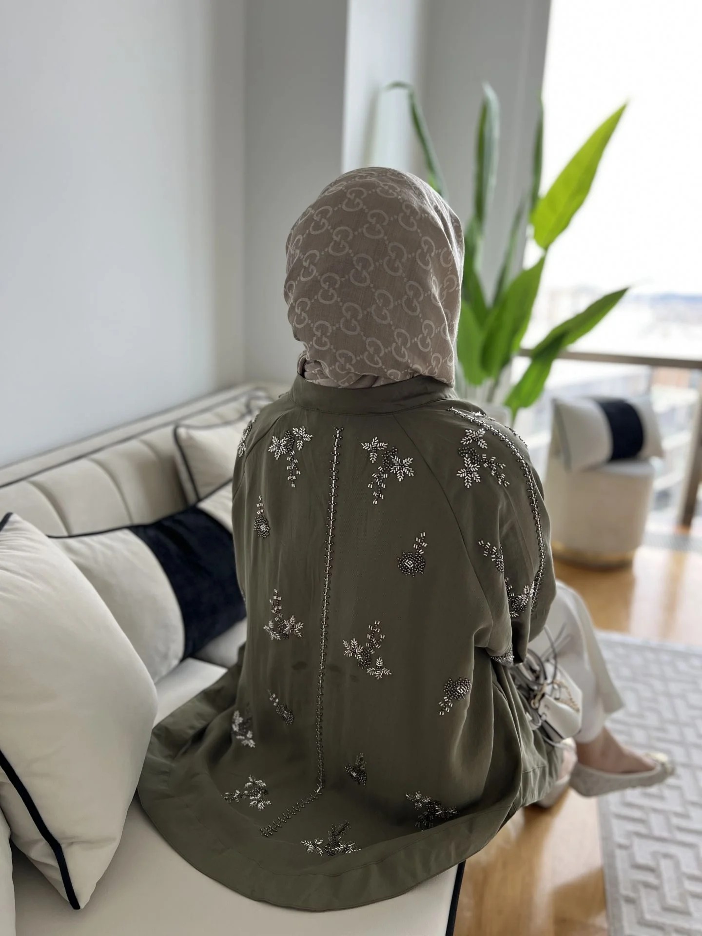 İşlemeli Kimono Haki
