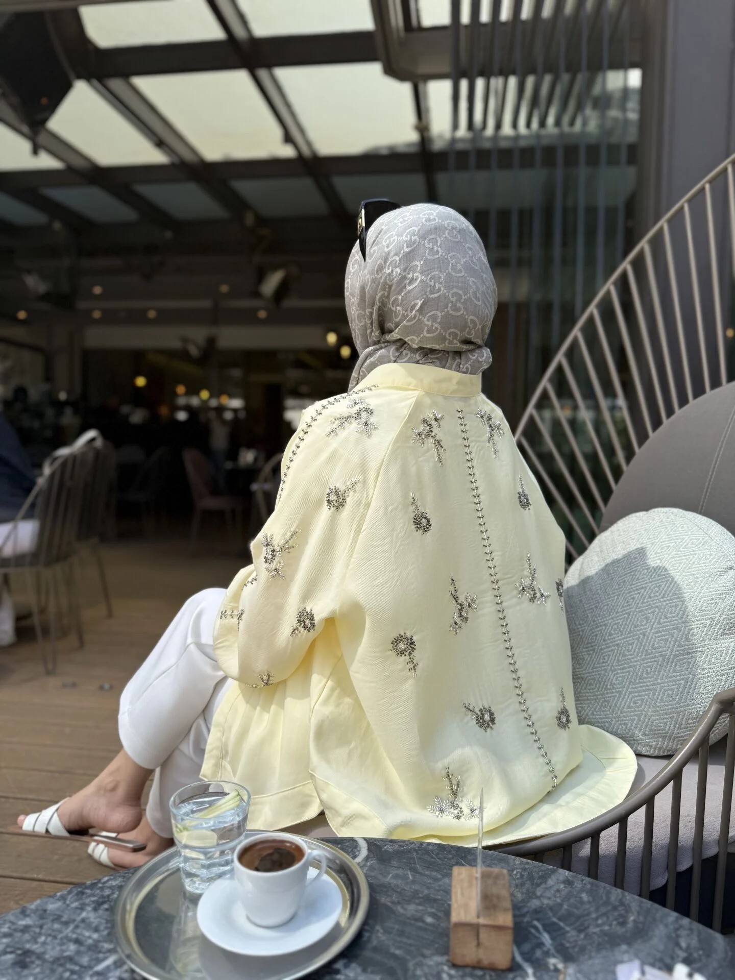 İşlemeli Kimono Sarı