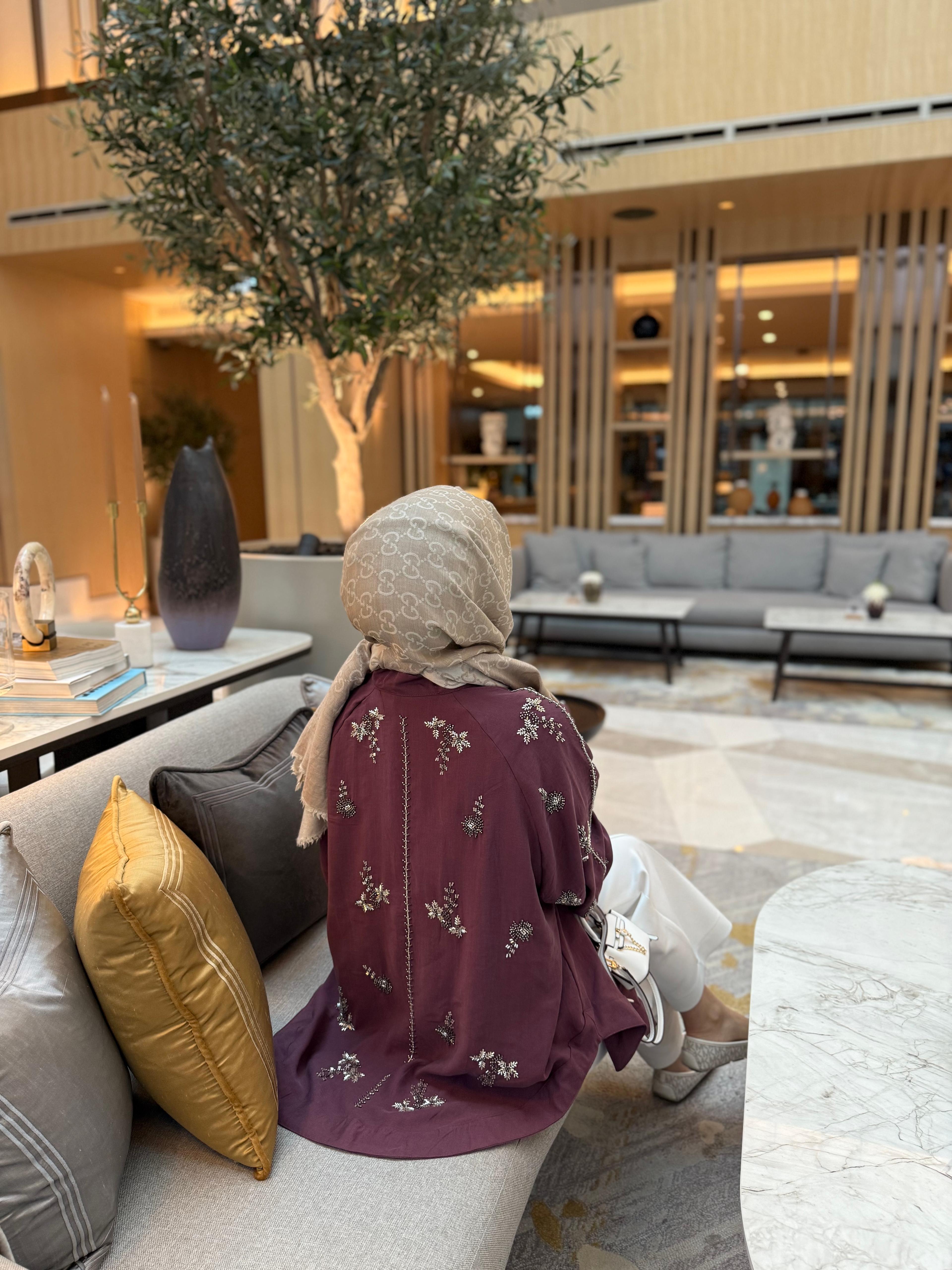 İşlemeli Kimono Mürdüm