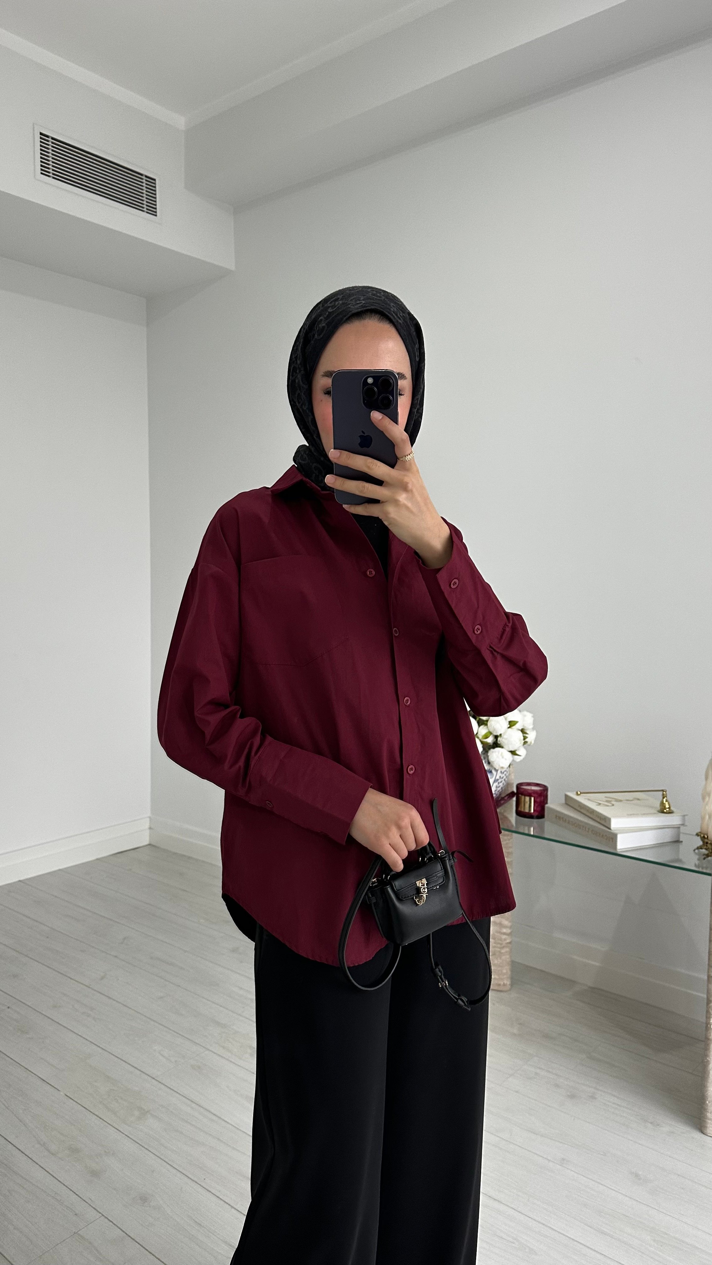 Poplin Bordo Gömlek