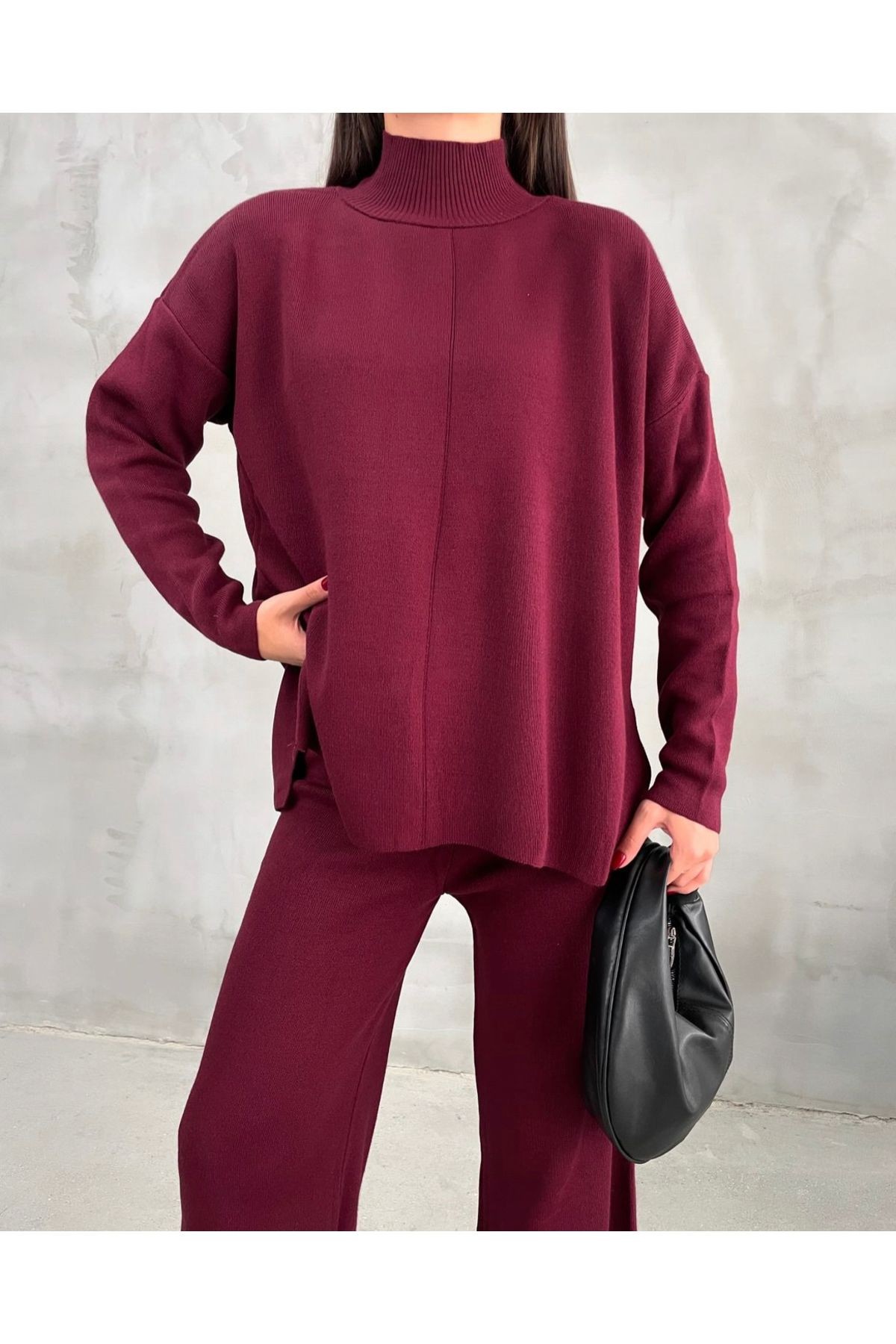 Bordo Balıkçı Yaka Triko Takım