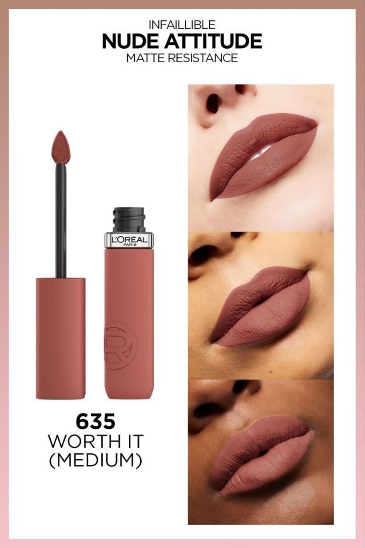 L'oreal Paris Infaillible Matte Resistance Likit Mat Ruj - 635 Worth It (Medium)