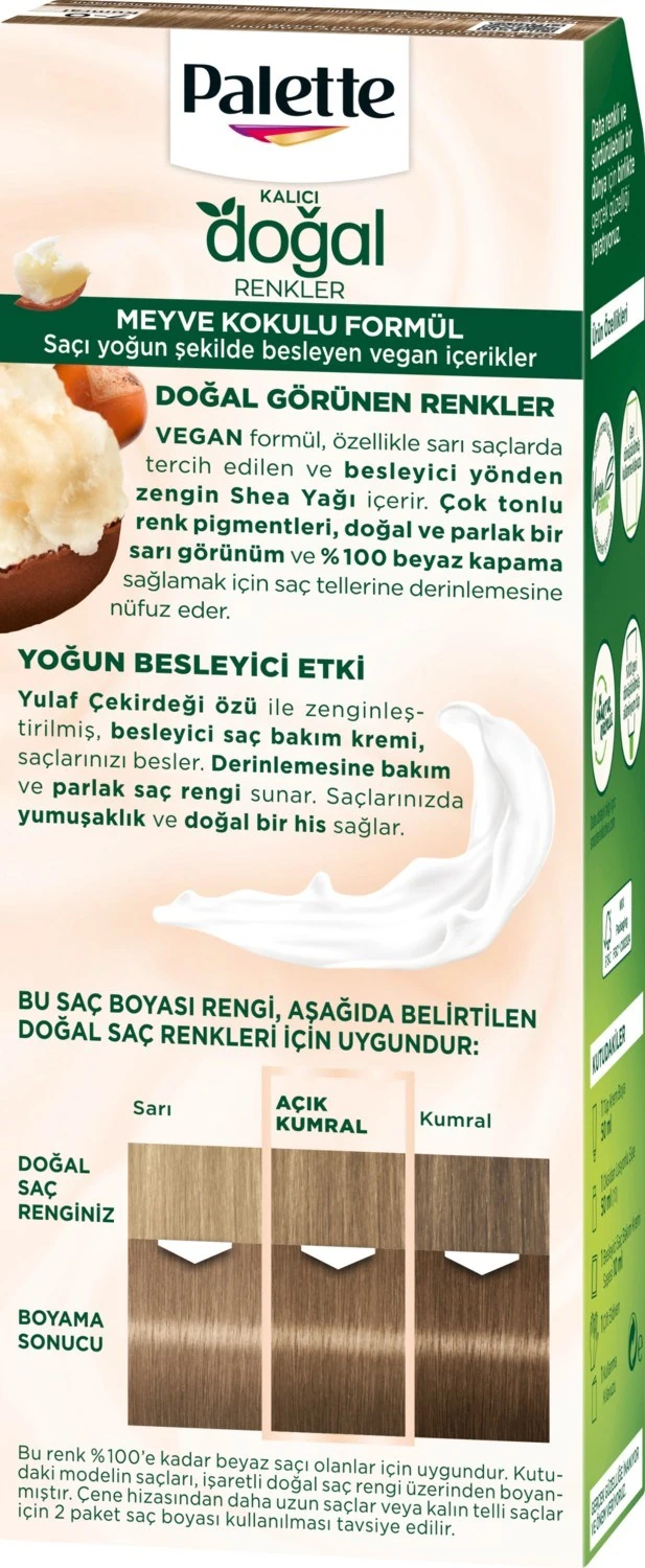 Palette Kalıcı Doğal Renkler 7-0 Kumral Saç Boyası Shea Yağı & Yulaf Çekirdeği Özü ile