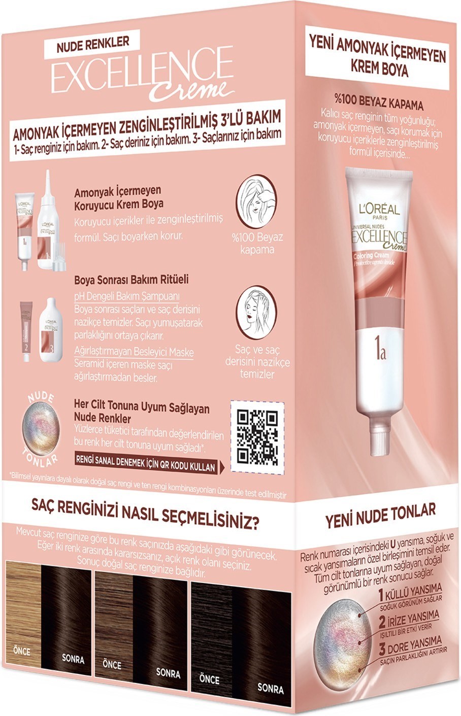L'Oréal Paris L’oréal Paris Excellence Creme Nude Renkler Saç Boyası – 3u Nude Koyu Kahve