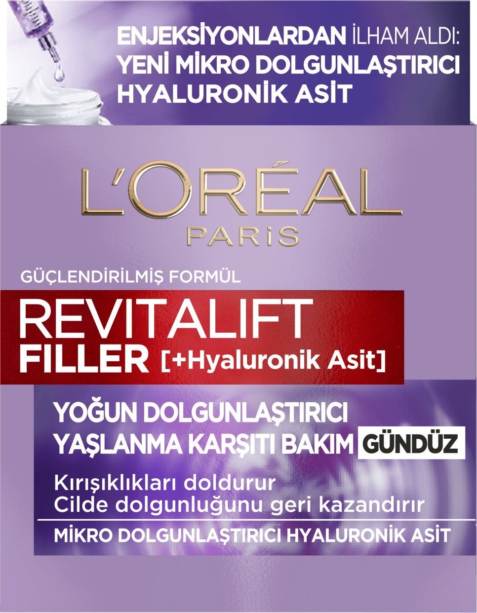 L'Oréal Paris Revitalift Filler Yoğun Dolgunlaştırıcı Yaşlanma Karşıtı Gündüz Kremi 50Ml - Hyaluroni