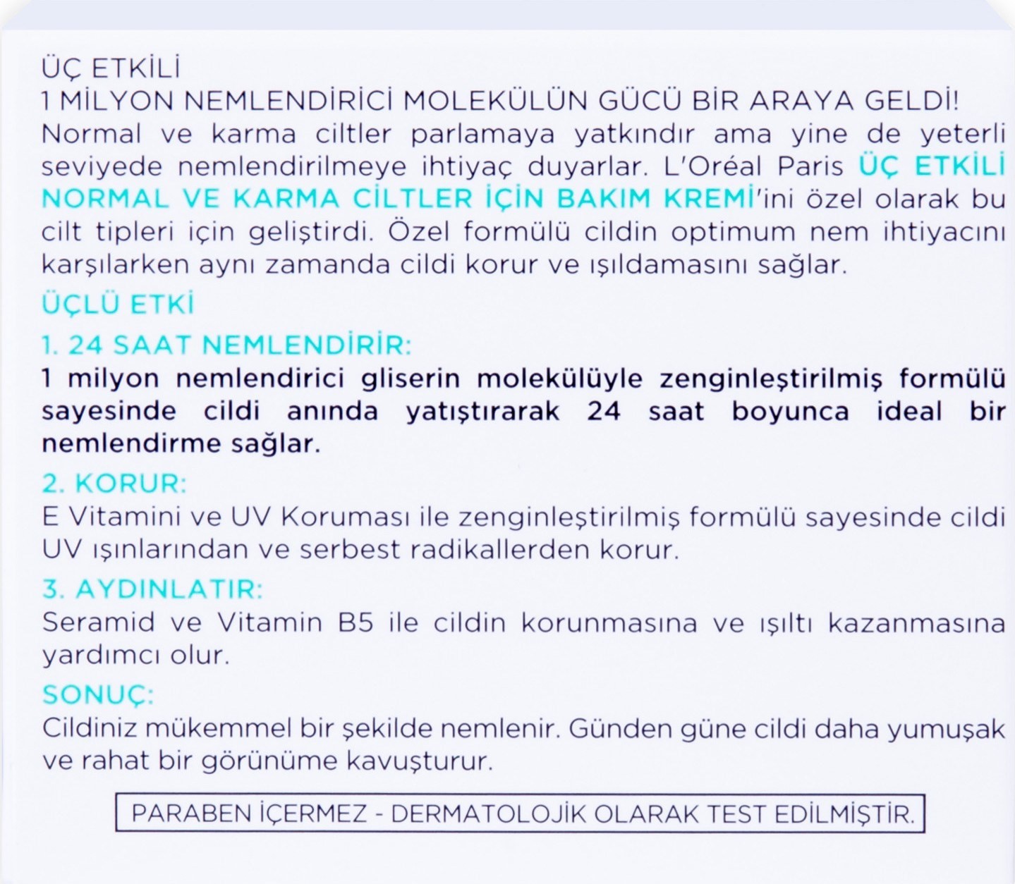 L'Oréal Paris 3 Etkili Günlük Bakım Kremi Normal Ve Karma Ciltler 50ml