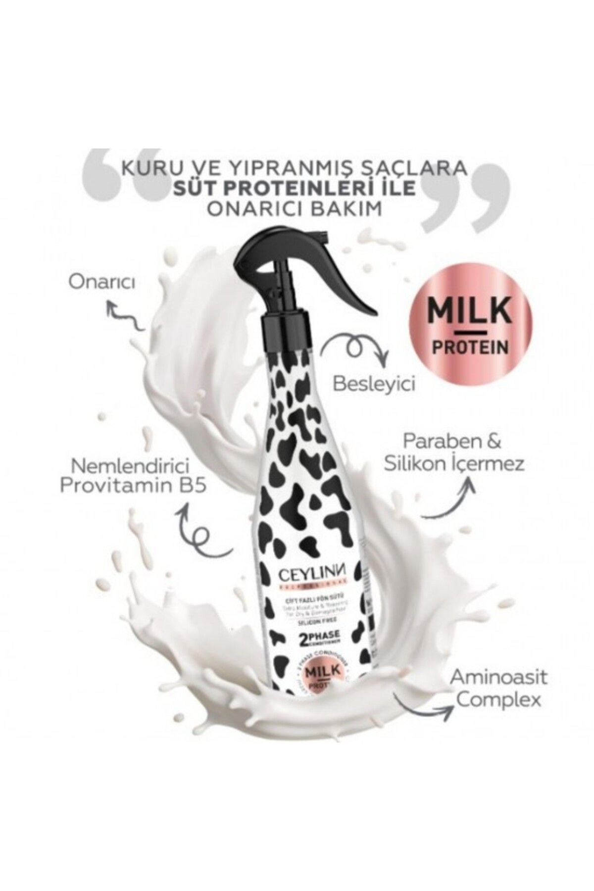 Ceylinn Milk Protein Fön Suyu Çift Fazlı Sıvı Saç Kremi 400 ML
