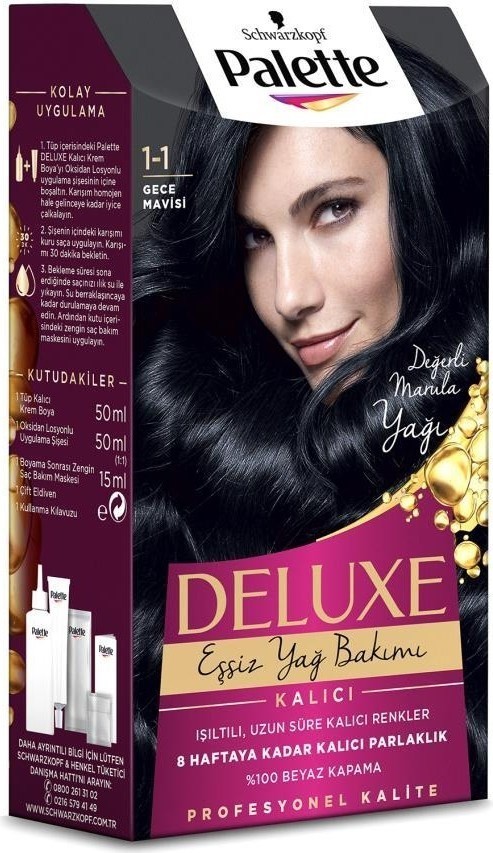 Palette Deluxe Kalıcı Renkler 1-1 Gece Mavisi Saç Boyası