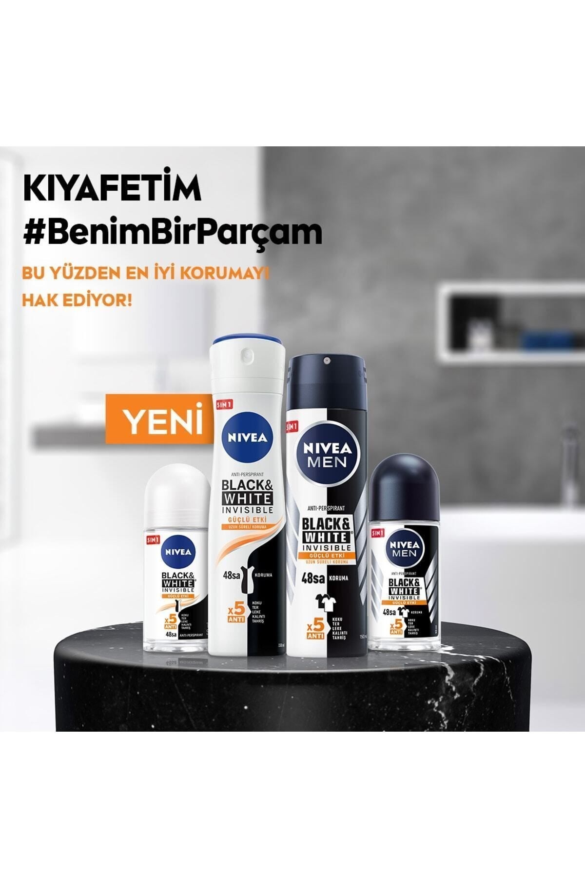 Nivea Kadın Roll-on Black & White Invisible Güçlü Etki 50 ml