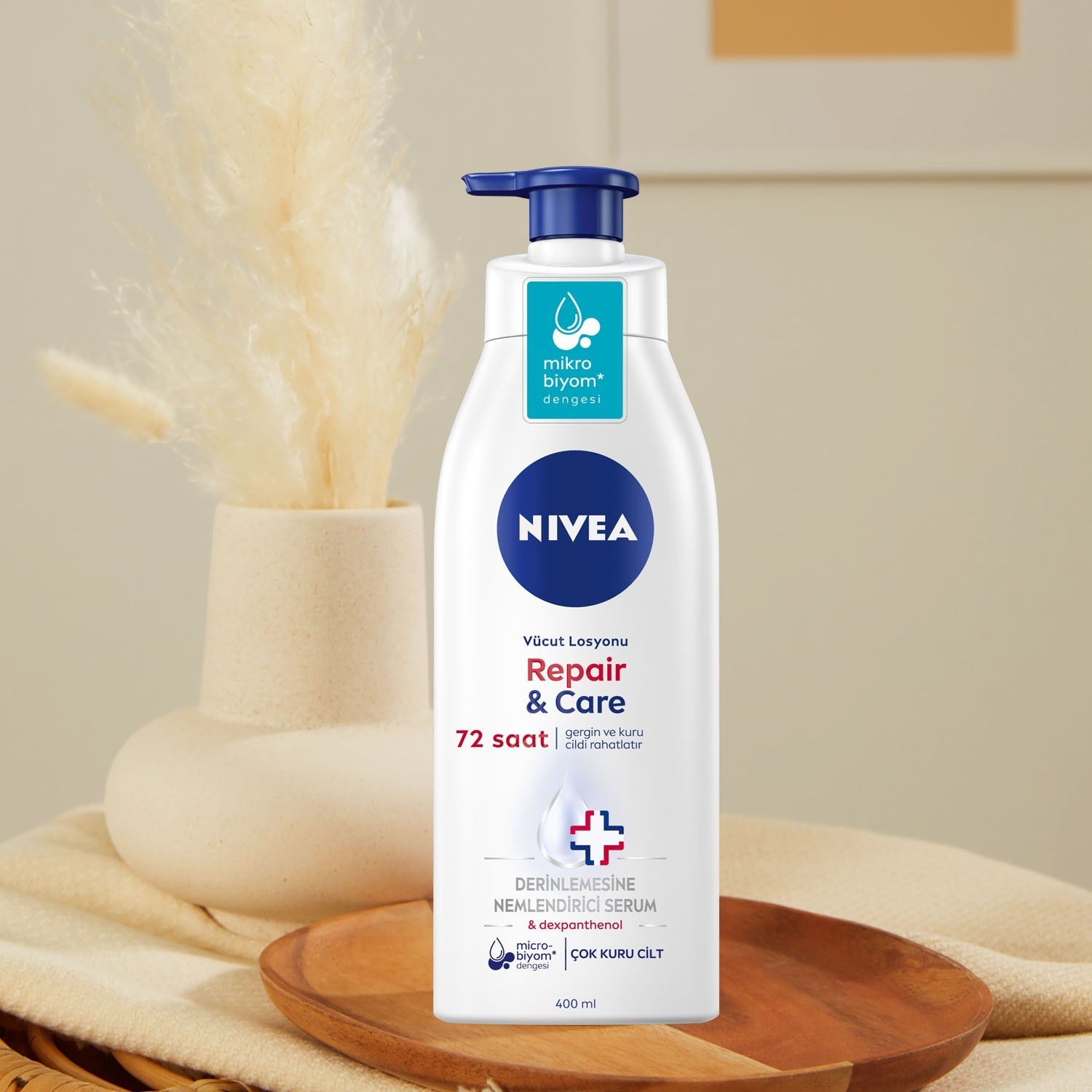 Nivea Repair & Care Vücut Losyonu 400ml,Çok Kuru Ciltler için Yoğun Bakım ve Onarıcı Vücut Losyonu, 