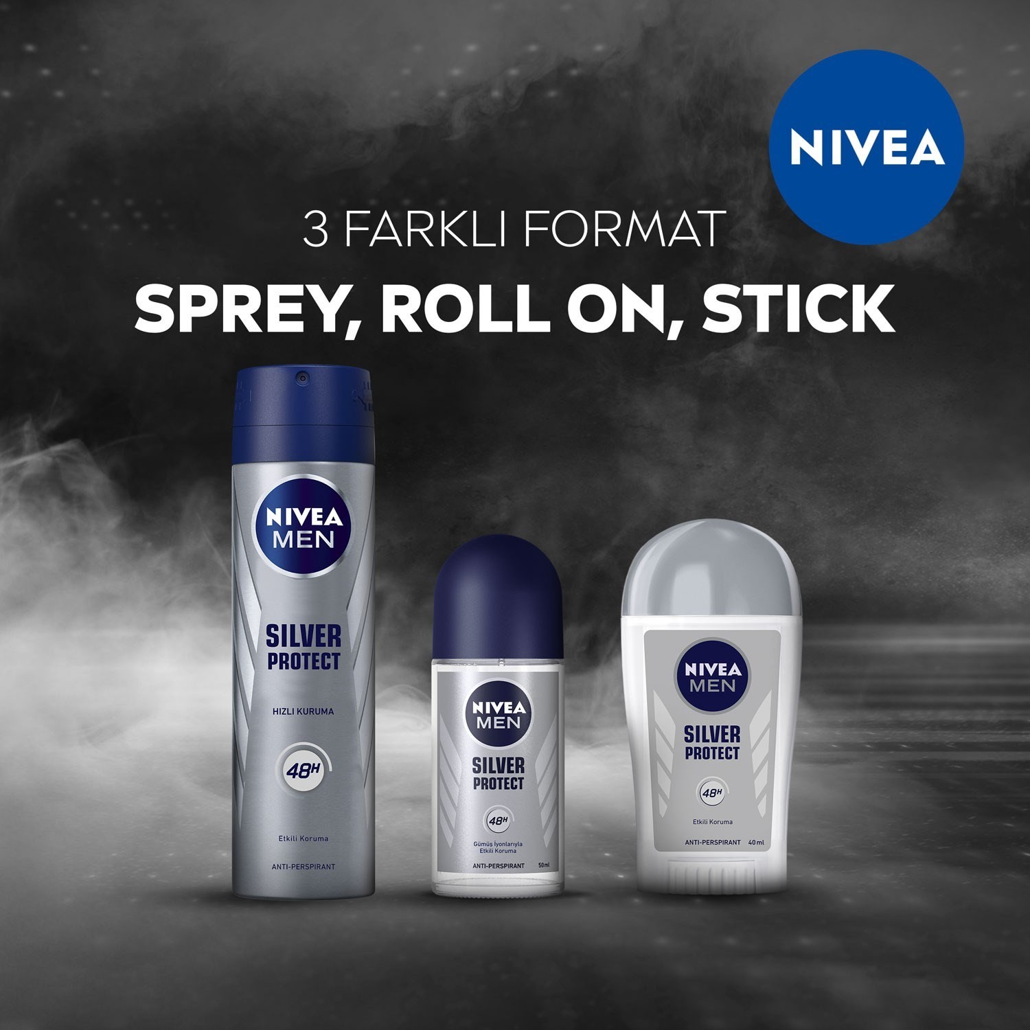 NIVEA Men Erkek Sprey Deodorant Silver Protect 150 ml, Ter ve Ter Kokusuna Karşı 48 Saat Anti-perspi