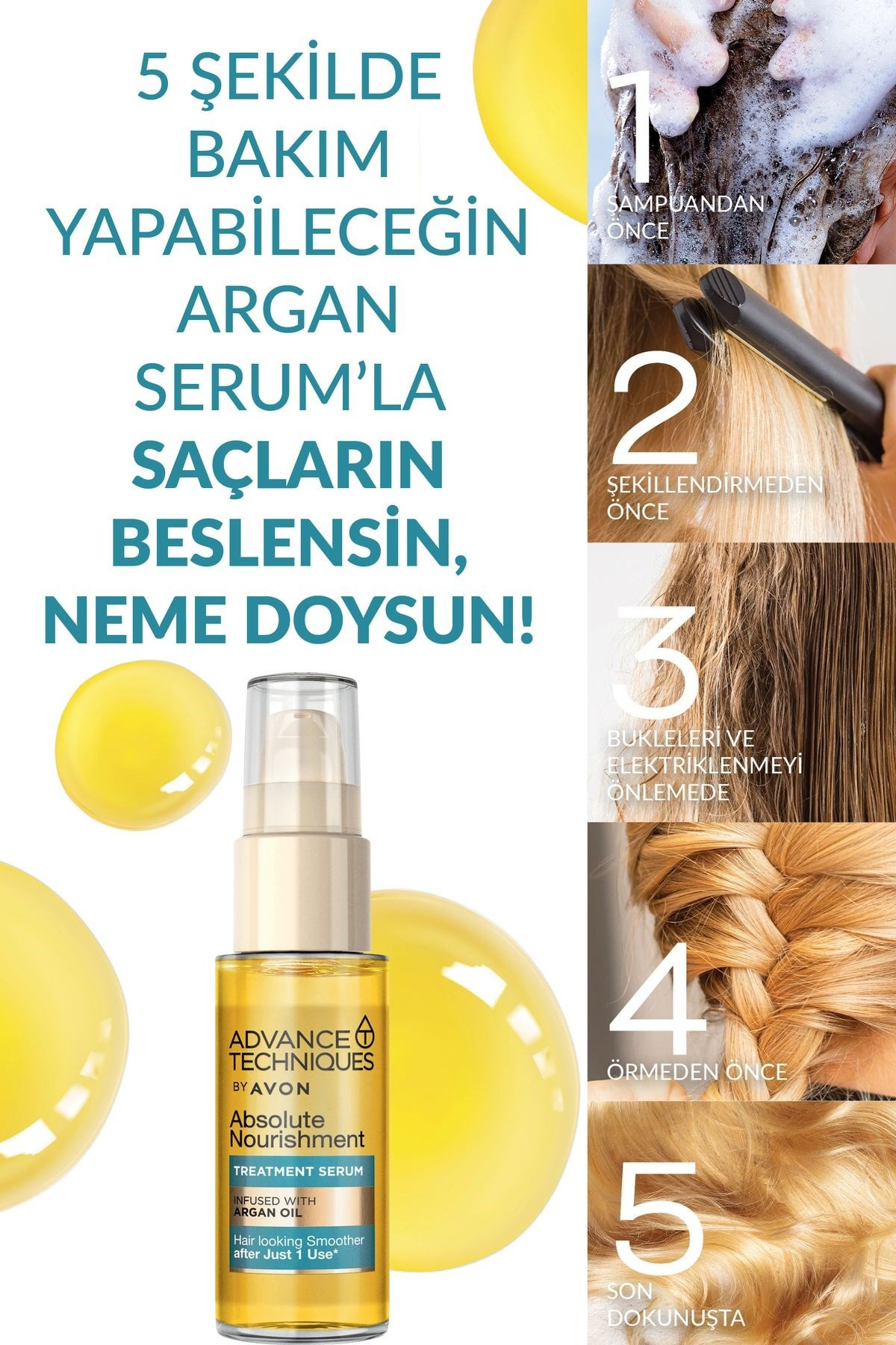 Avon Advance Techniques Argan Yağı Içeren Besleyici Saç Serumu 30 Ml. İkili Set