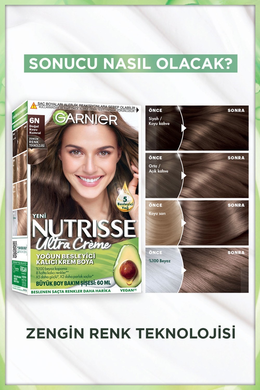 Garnier Nutrisse Yoğun Besleyici Kalıcı Krem Saç Boyası 6n Doğal Koyu Kumral