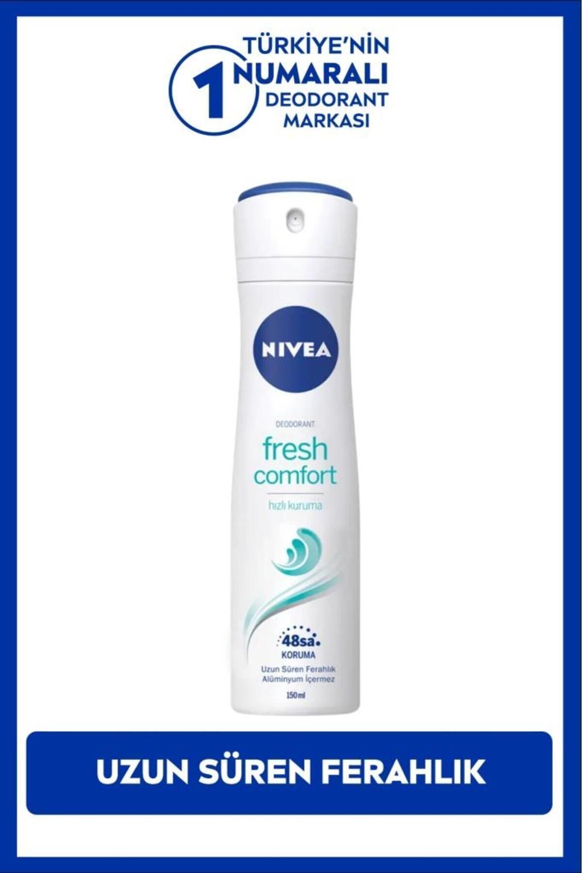 Nivea Kadın Sprey Deodorant Fresh Comfort 150ml, Ter Kokusuna Karşı 48 Saat Koruma, Gün Boyu Ferahlı