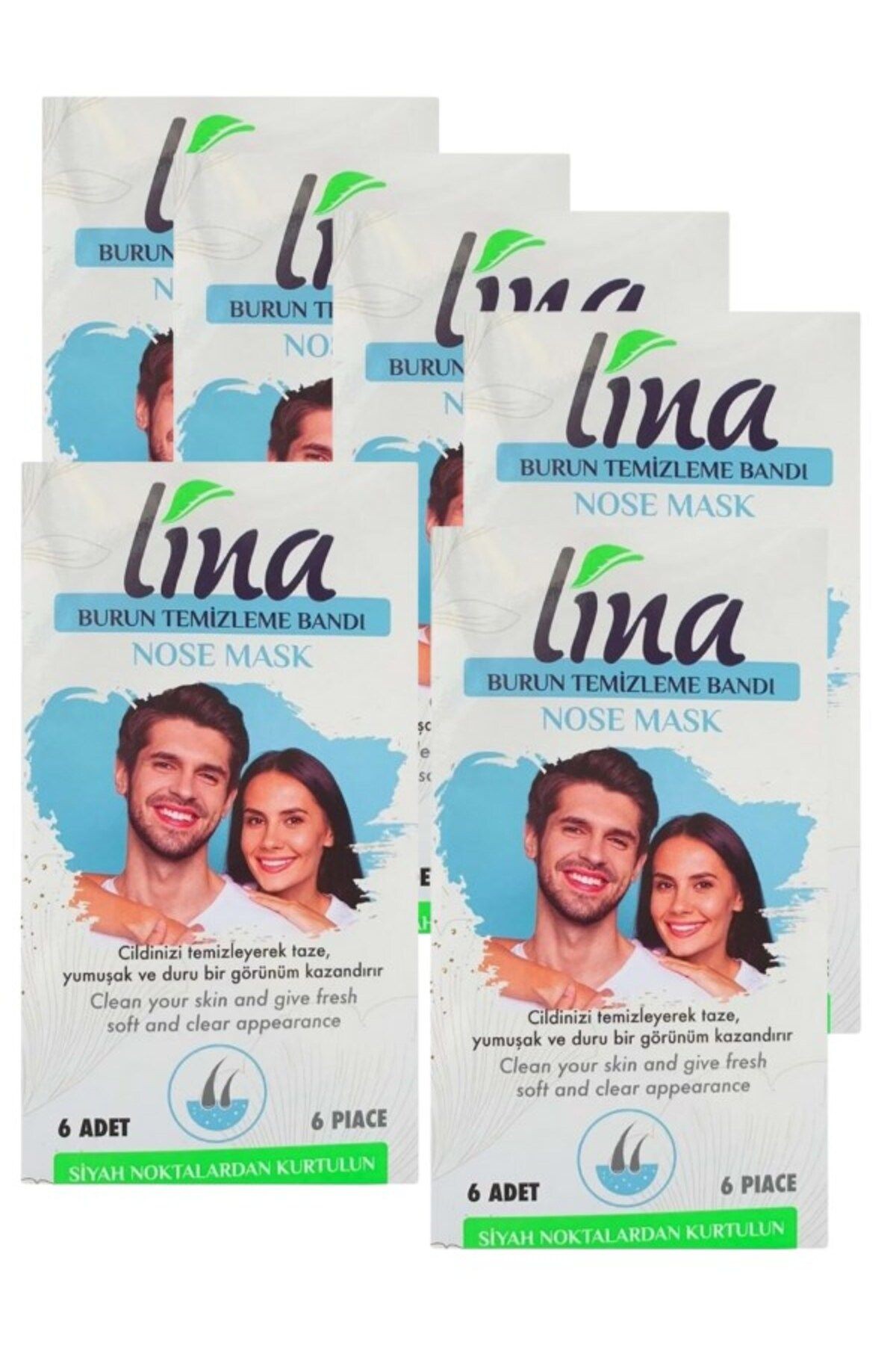 LİNA BURUN TEMİZLEME BANDI SİYAH NOKTALAR İÇİN 6 LI PAKET X 6