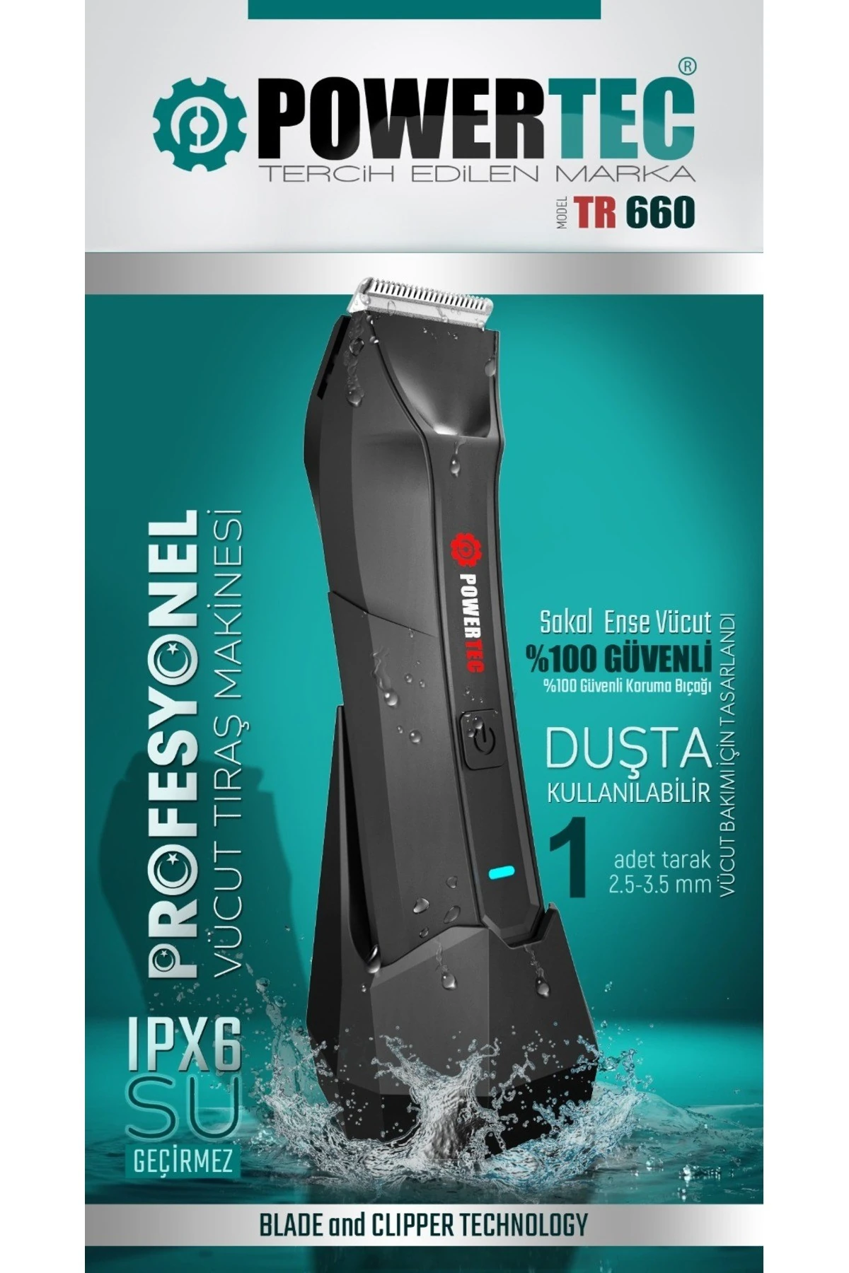 Powertec TR-660 Islak-Kuru Vücut Tıraş Makinesi