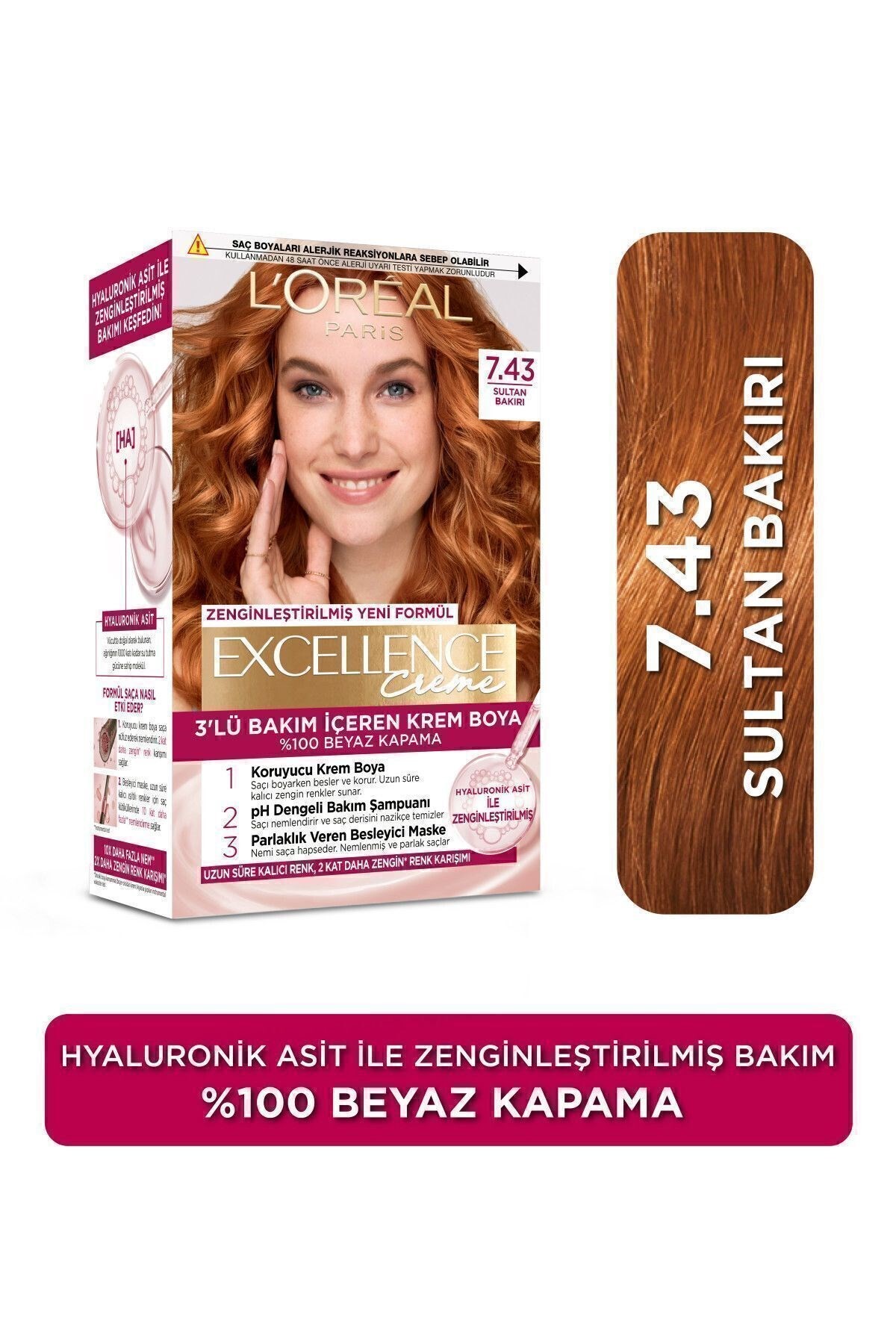 L'Oreal Paris Creme Saç Boyası 7.43 Sultan Bakırı