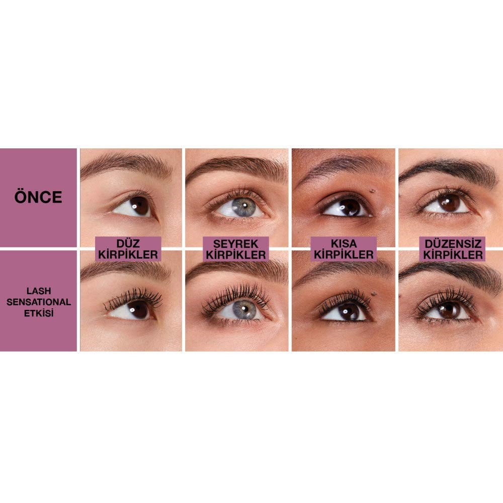 Maybelline New York Lash Sensational Yelpaze Etkili Suya Dayanıklı Siyah Maskara, 9.4 ml