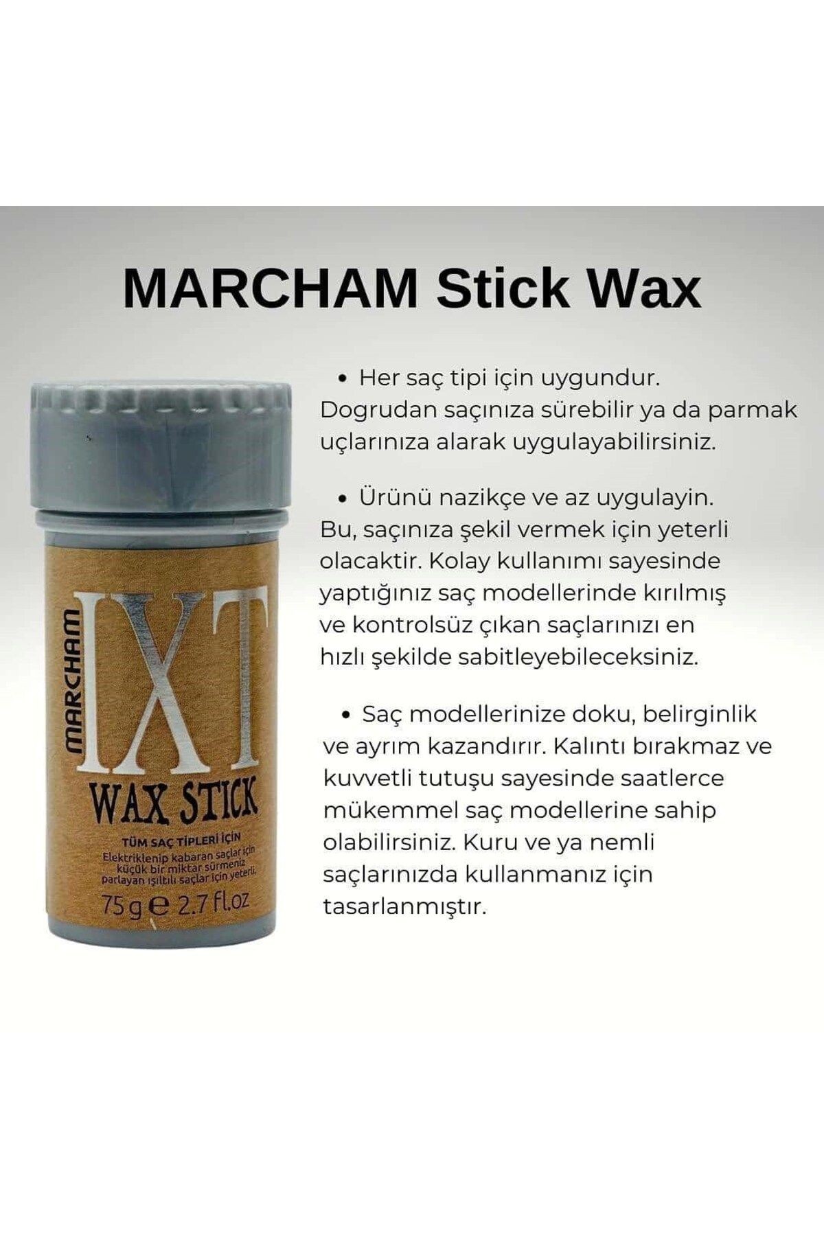 Marcham Stick WAX 75 gr - Bayanlar İçin x 6 Adet + Marcham Saç Şekillendirici Stick Wax For Men X 6