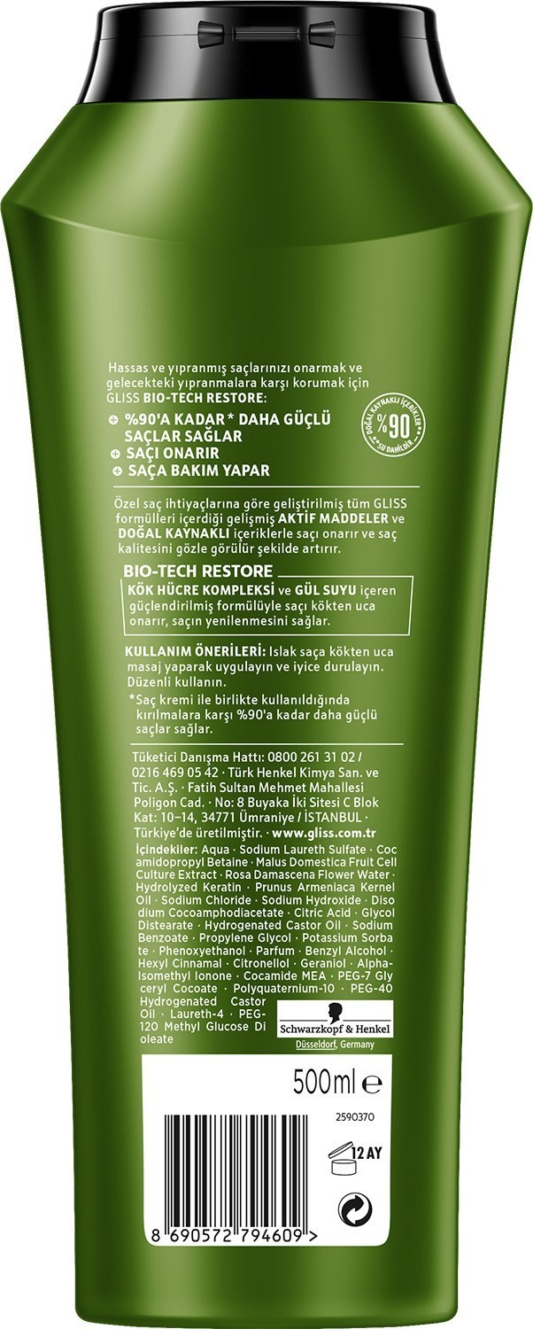 Gliss Bio-Tech Güçlendirici Şampuan 500 Ml X 4 Adet