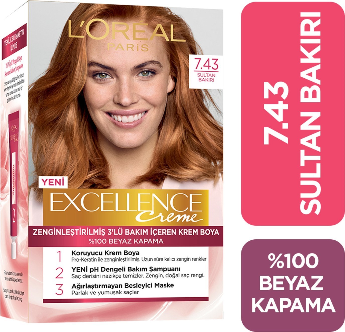 L'Oréal Paris Excellence Intense Saç Boyası 7.43 Sultan Bakırı