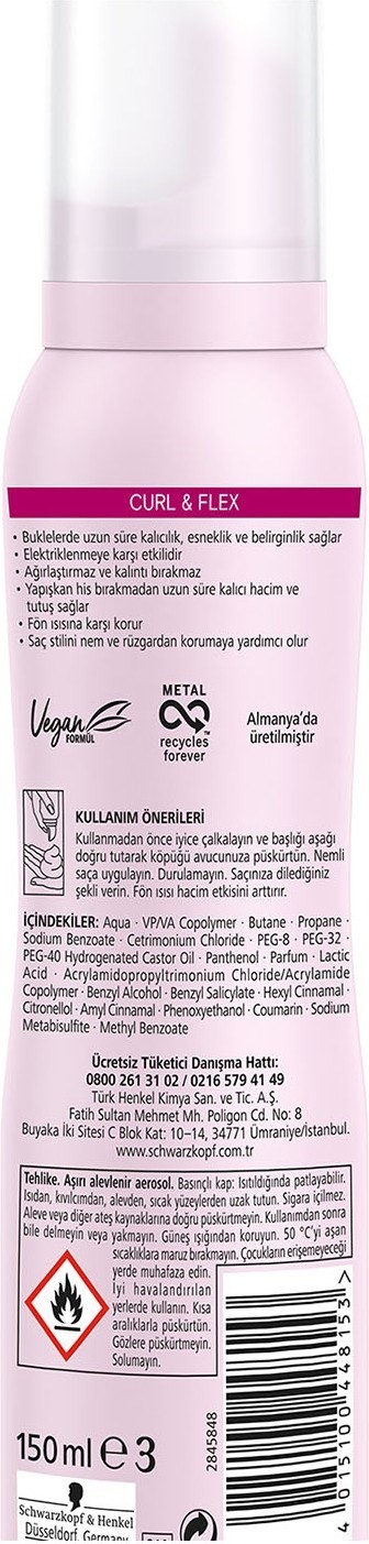 Taft Curl & Flex Köpük 150 Ml 1 Adet Şekillendirici Saç Köpüğü